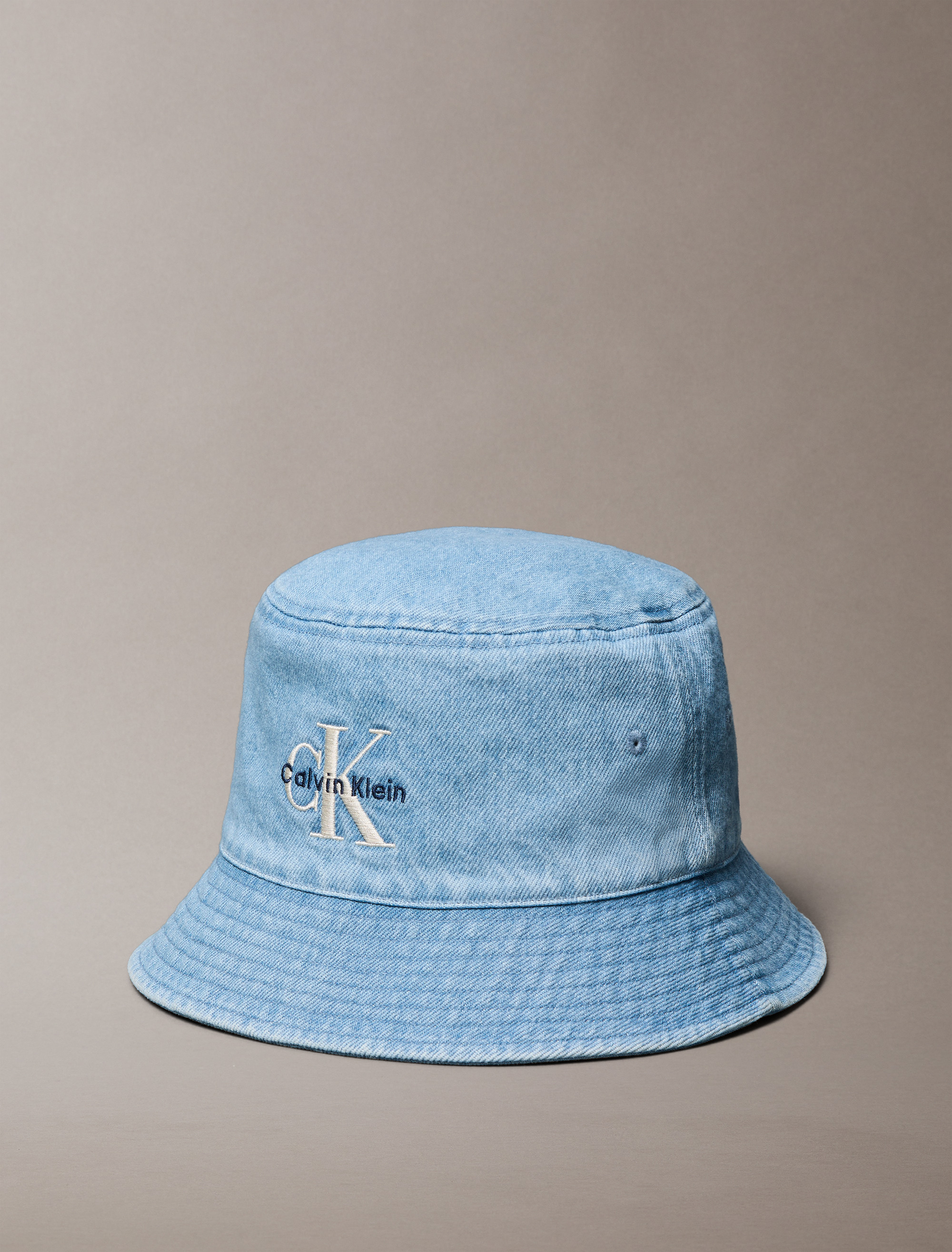 Denim Embroidered Monogram Bucket Hat