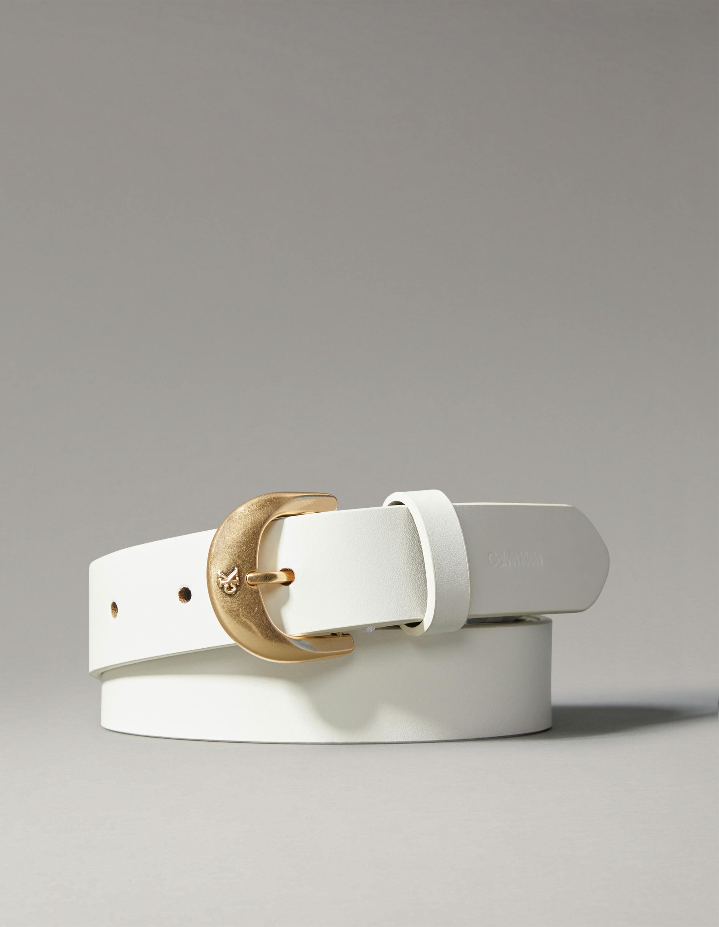 Calvin Klein white tan stripe leather belt M CK women main image 3