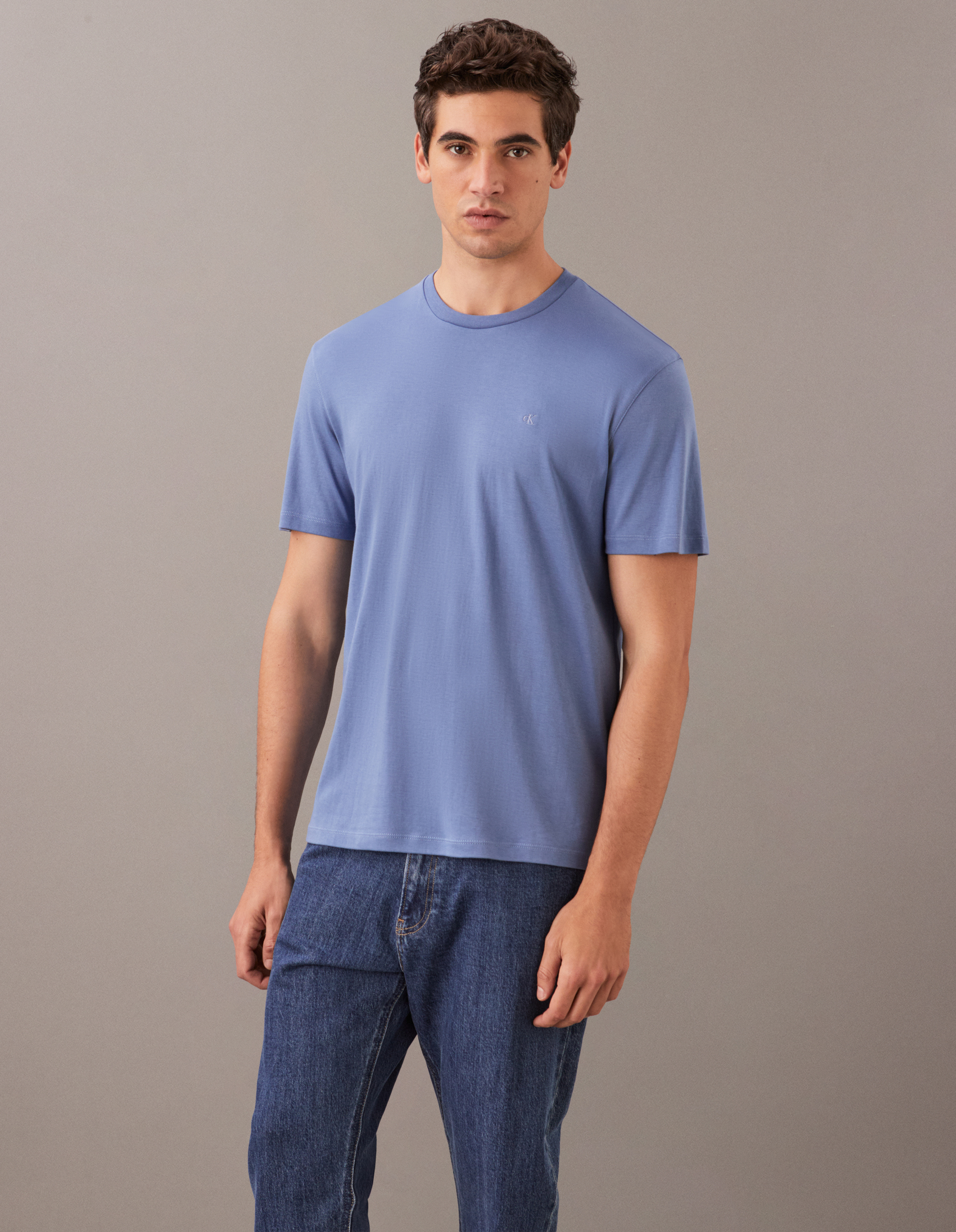★ ★ Here is the Blue Grey CKJ l Monogram Mi Embroidered Monogram Logo Relaxed T-Shirt | Calvin Klein