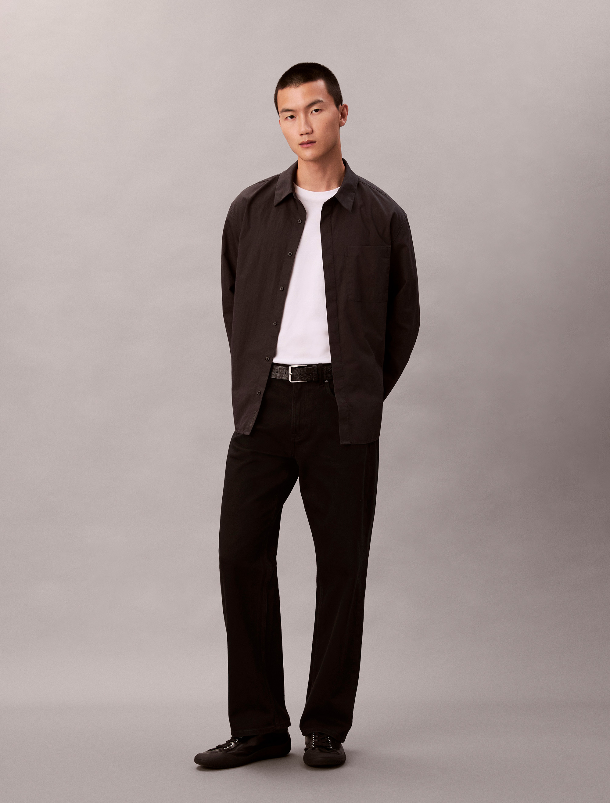 Cotton Nylon Relaxed Button-Down Shirt