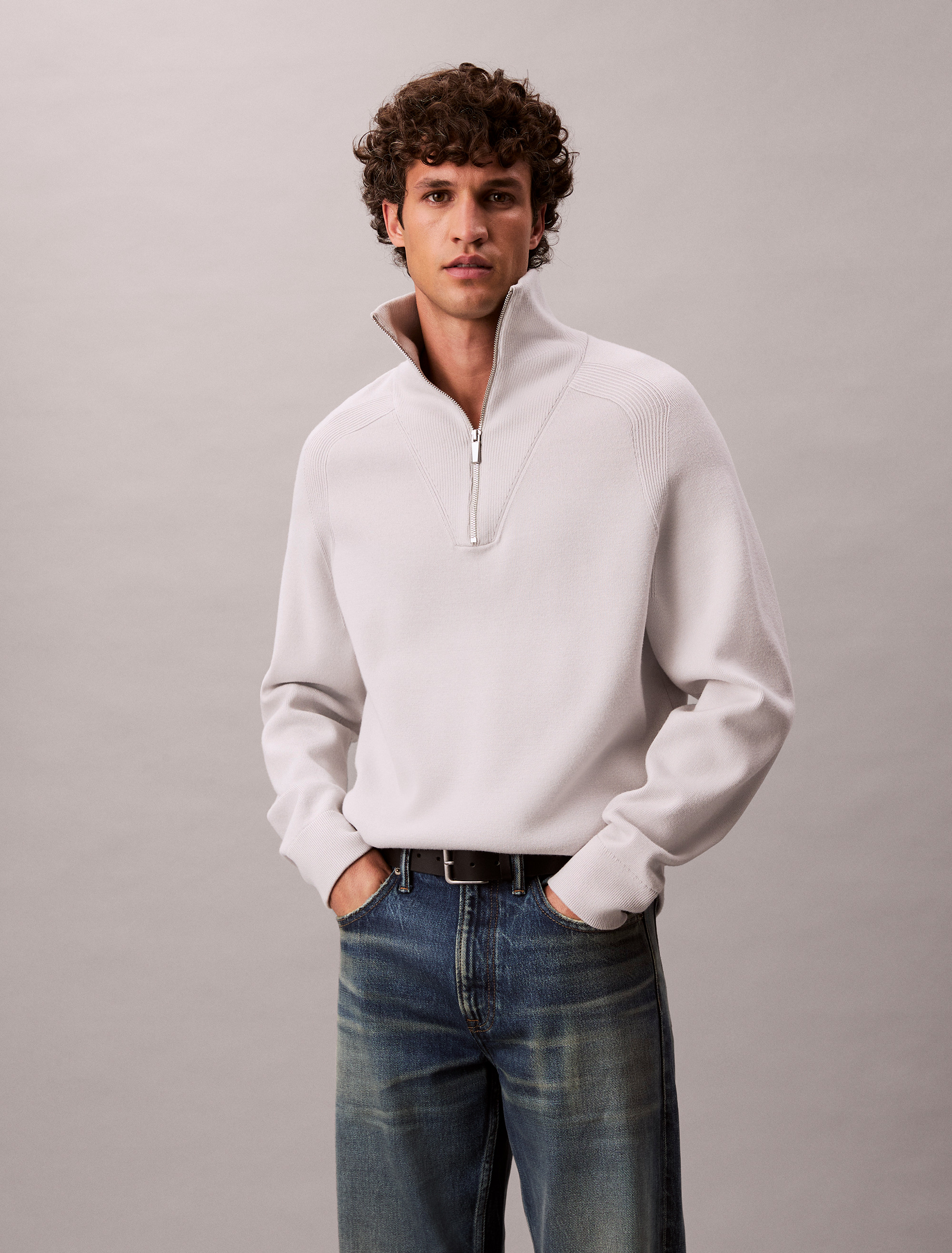 Tech Knit Boxy Mock Neck Jumper