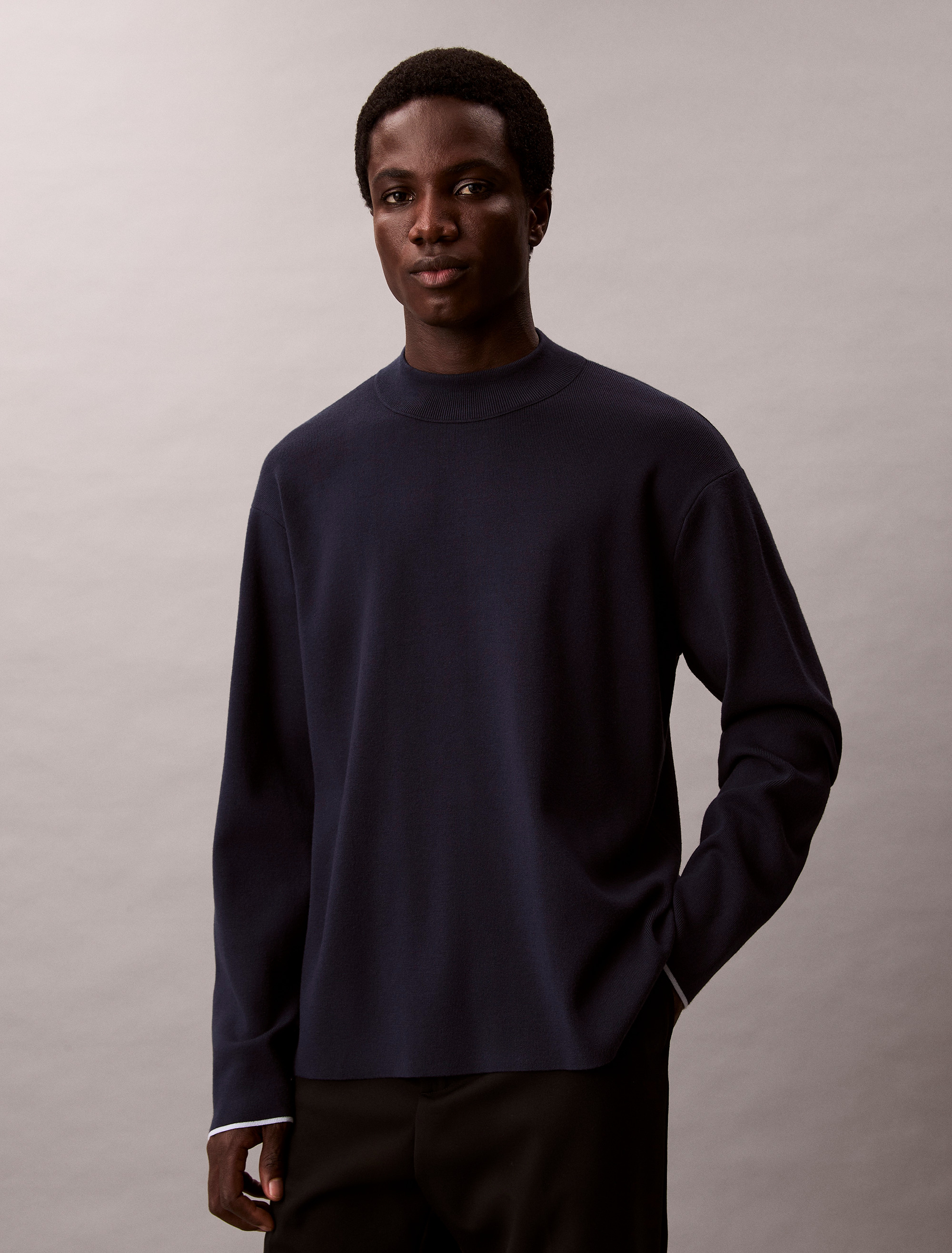 Tech Knit Boxy Mock Neck Jumper