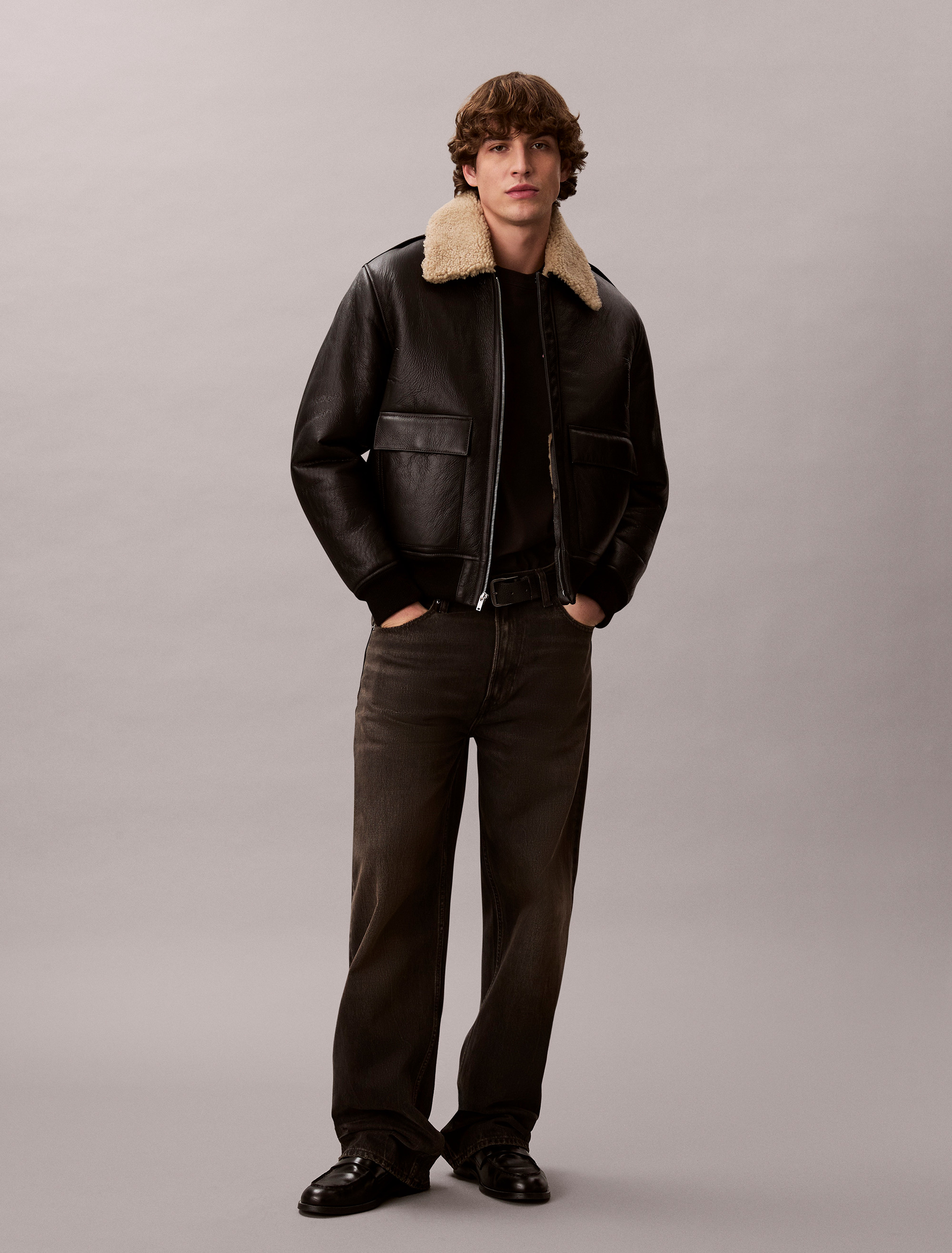 Shearling Leather Flight Jacket