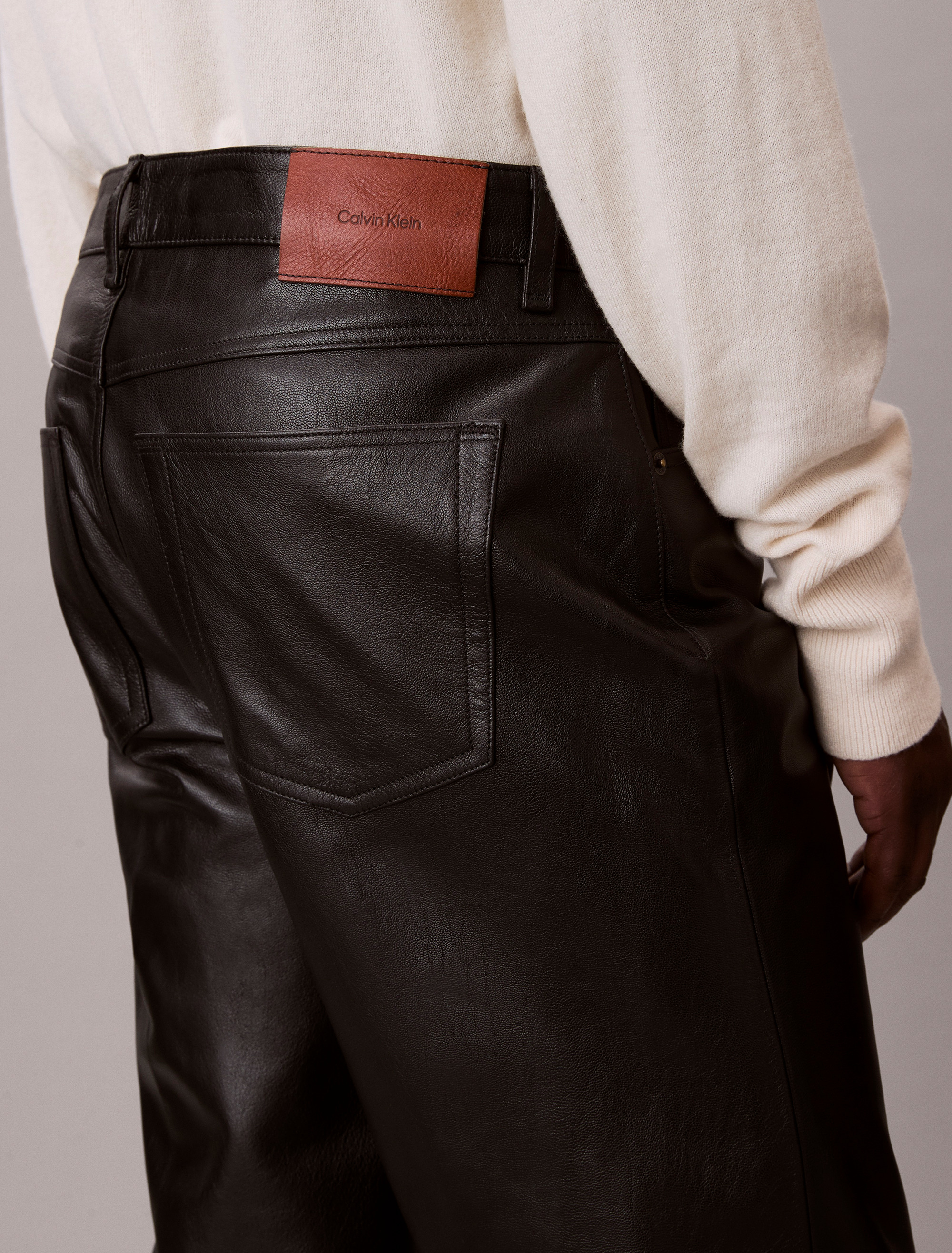 90s Straight Leather Pants | Calvin Klein