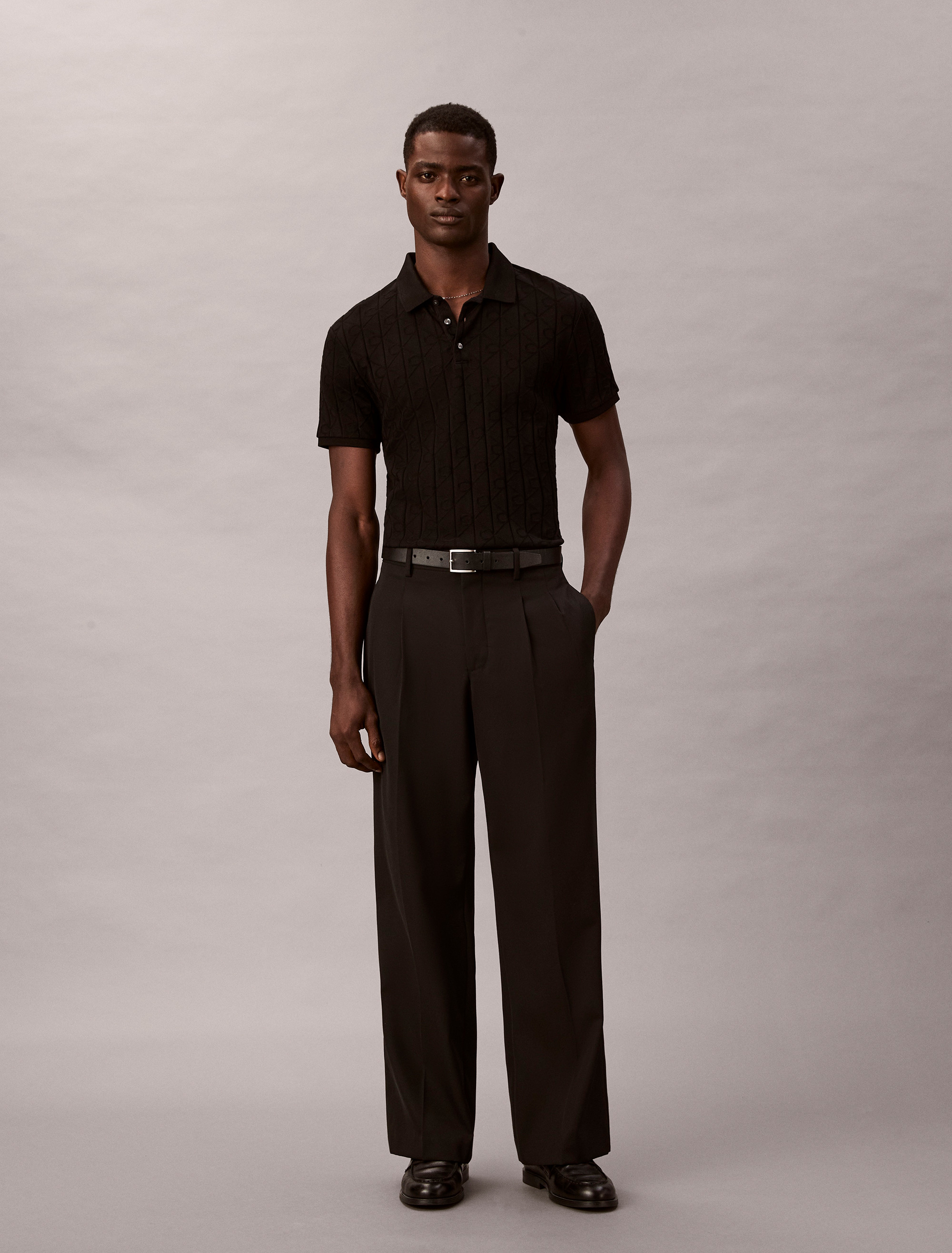 Allover Emblem Logo Jacquard Polo Shirt