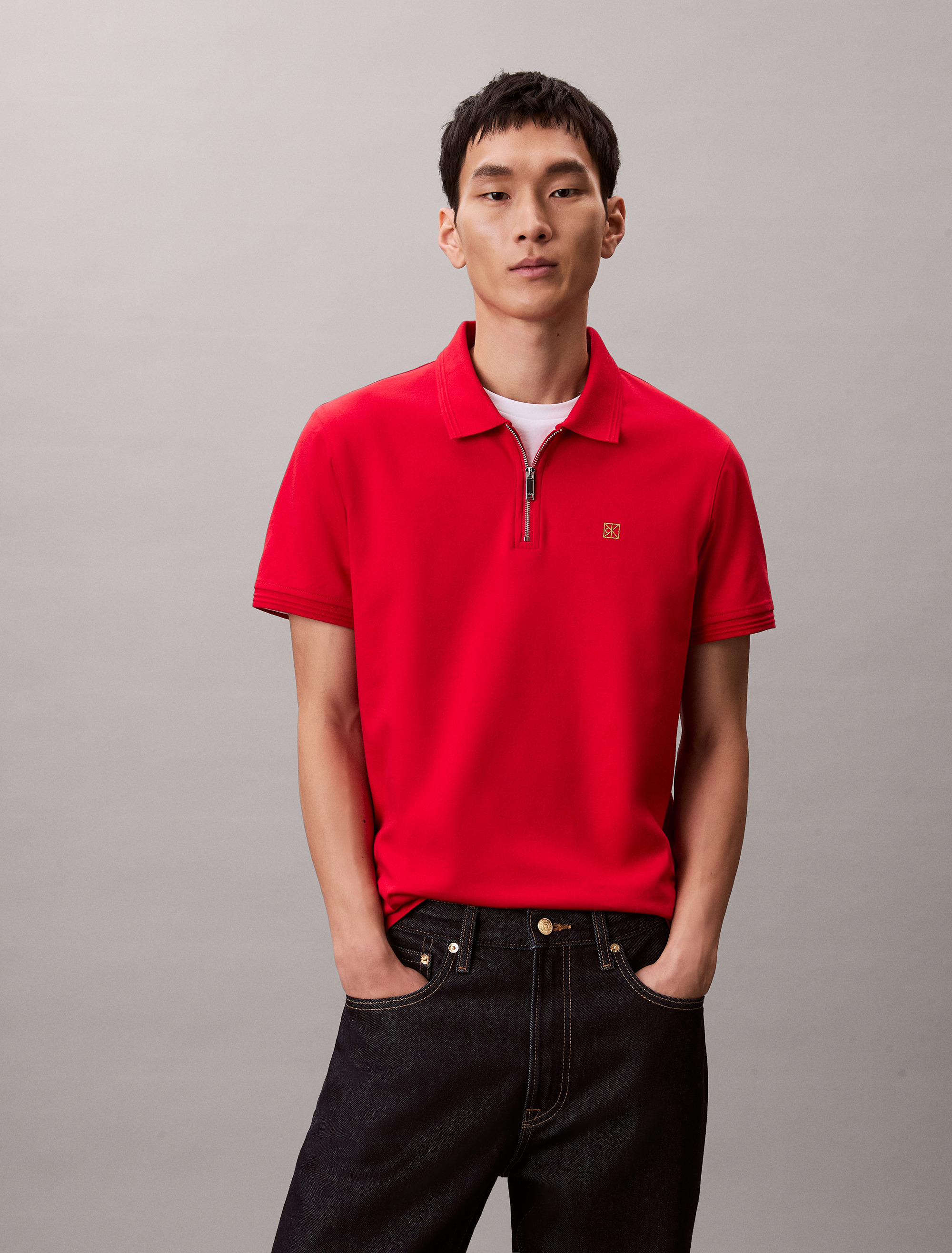 Lunar New Year Emblem Logo Slim Polo Shirt