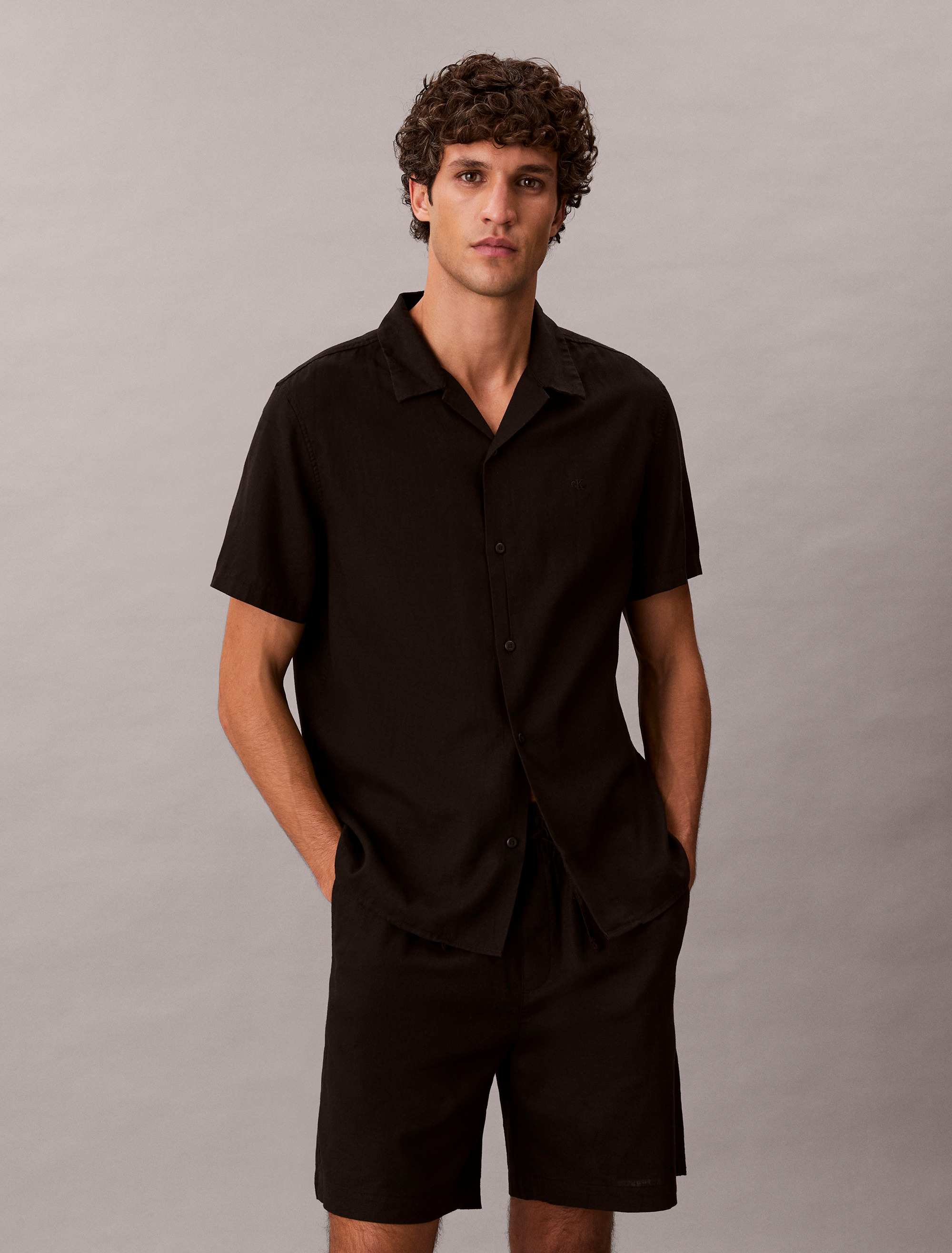 Linen Blend Camp Collar Classic Shirt