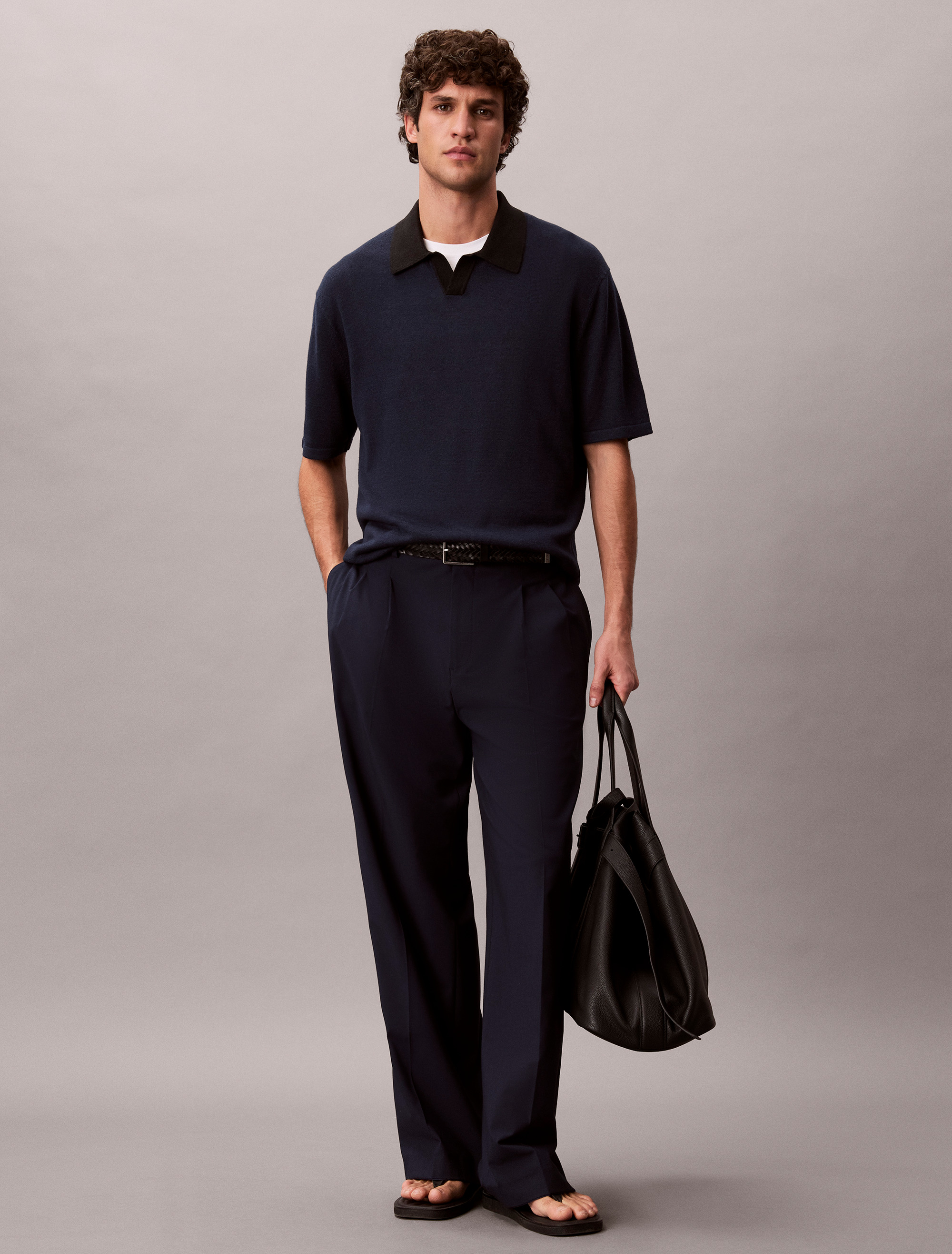 Linen Blend Polo Sweater