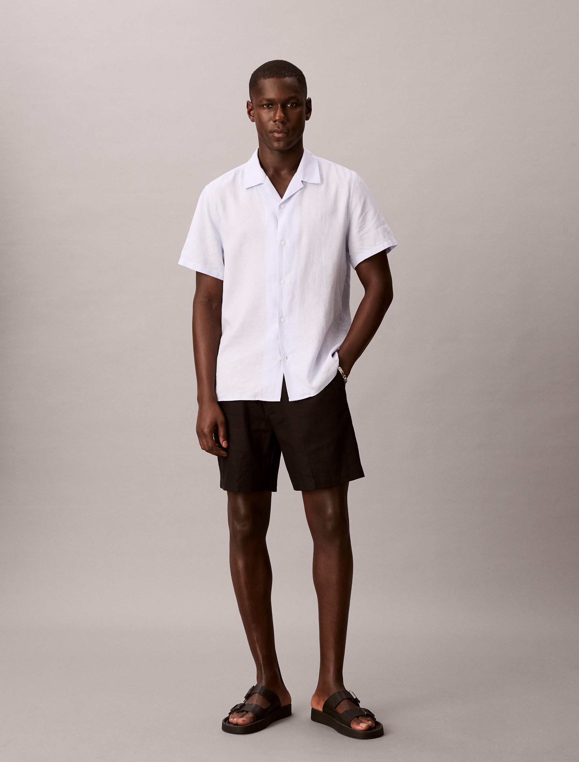 Straight Linen Blend Pull-On Shorts