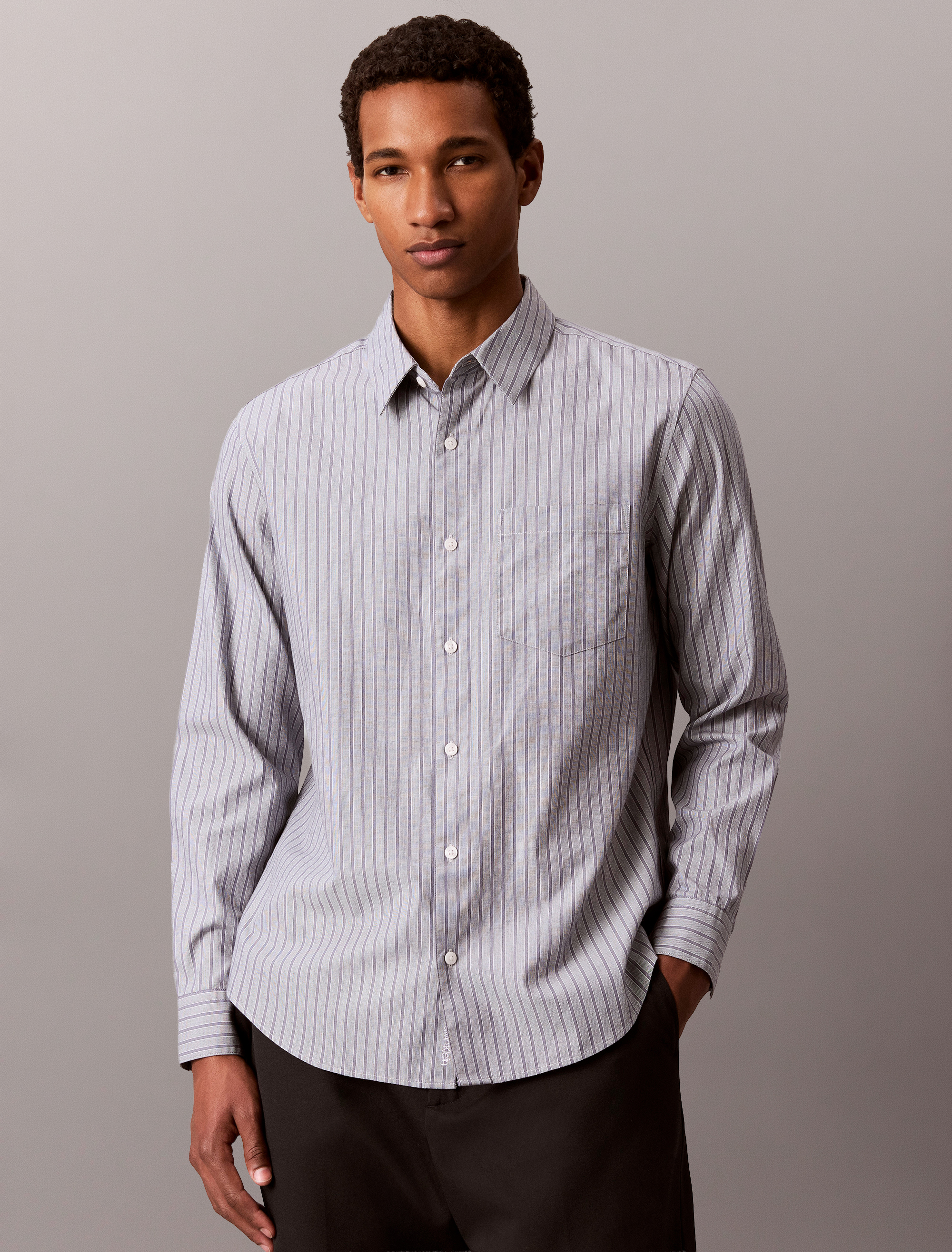 Cotton Poplin Stripe Classic Button-Down Shirt