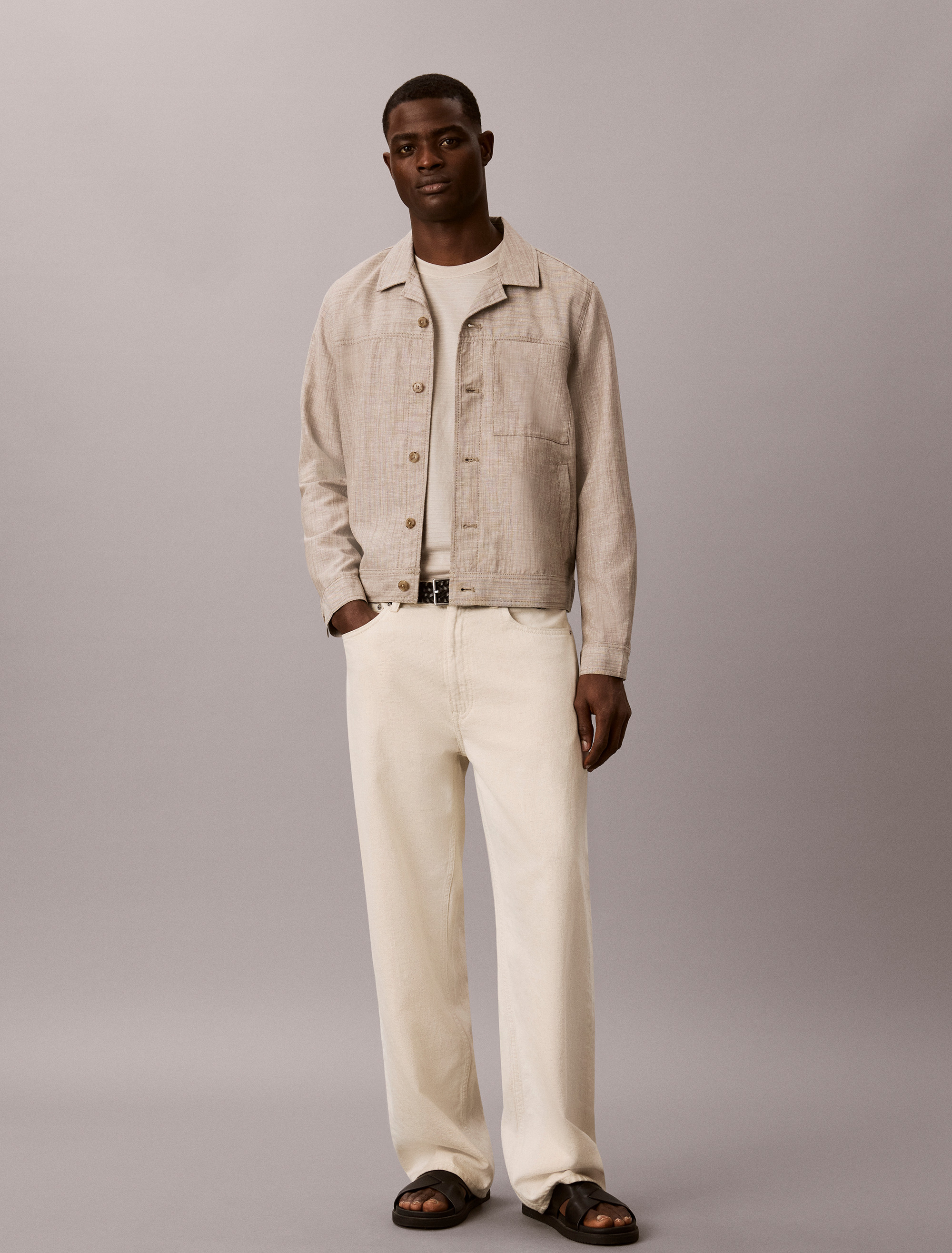 Linen Blend Shirt Jacket