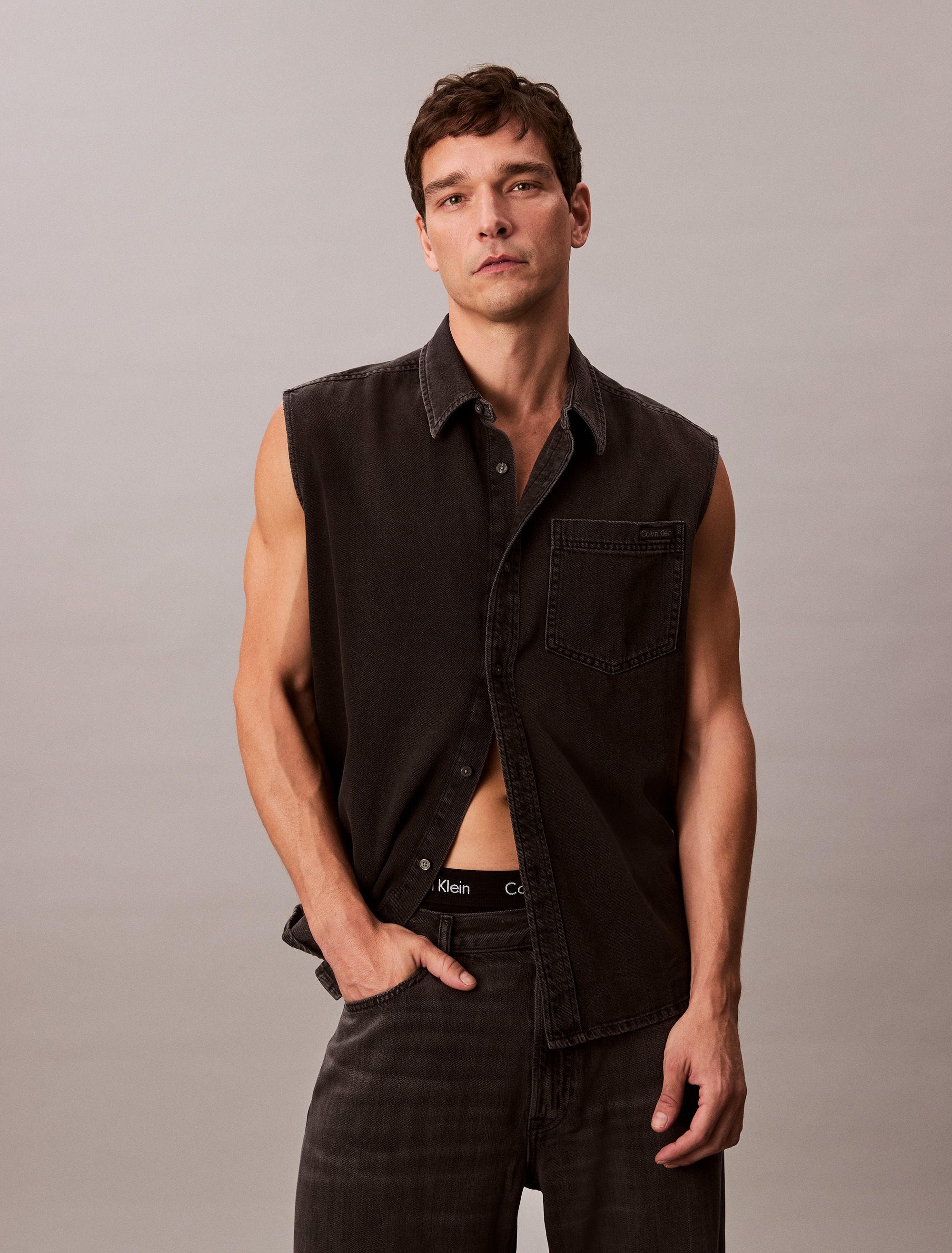 Sleeveless Denim Shirt