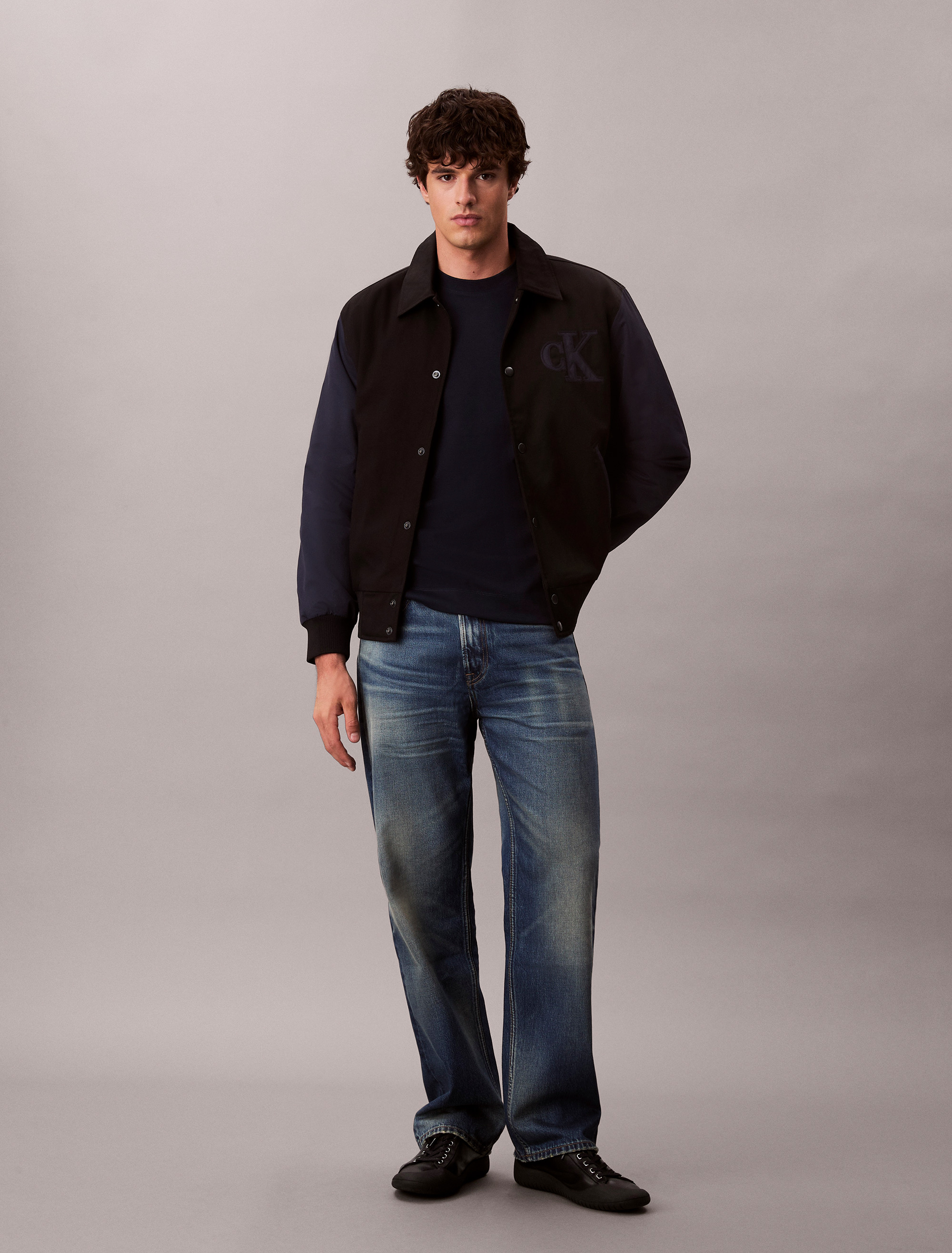 Nylon Cotton Varsity Bomber Jacket