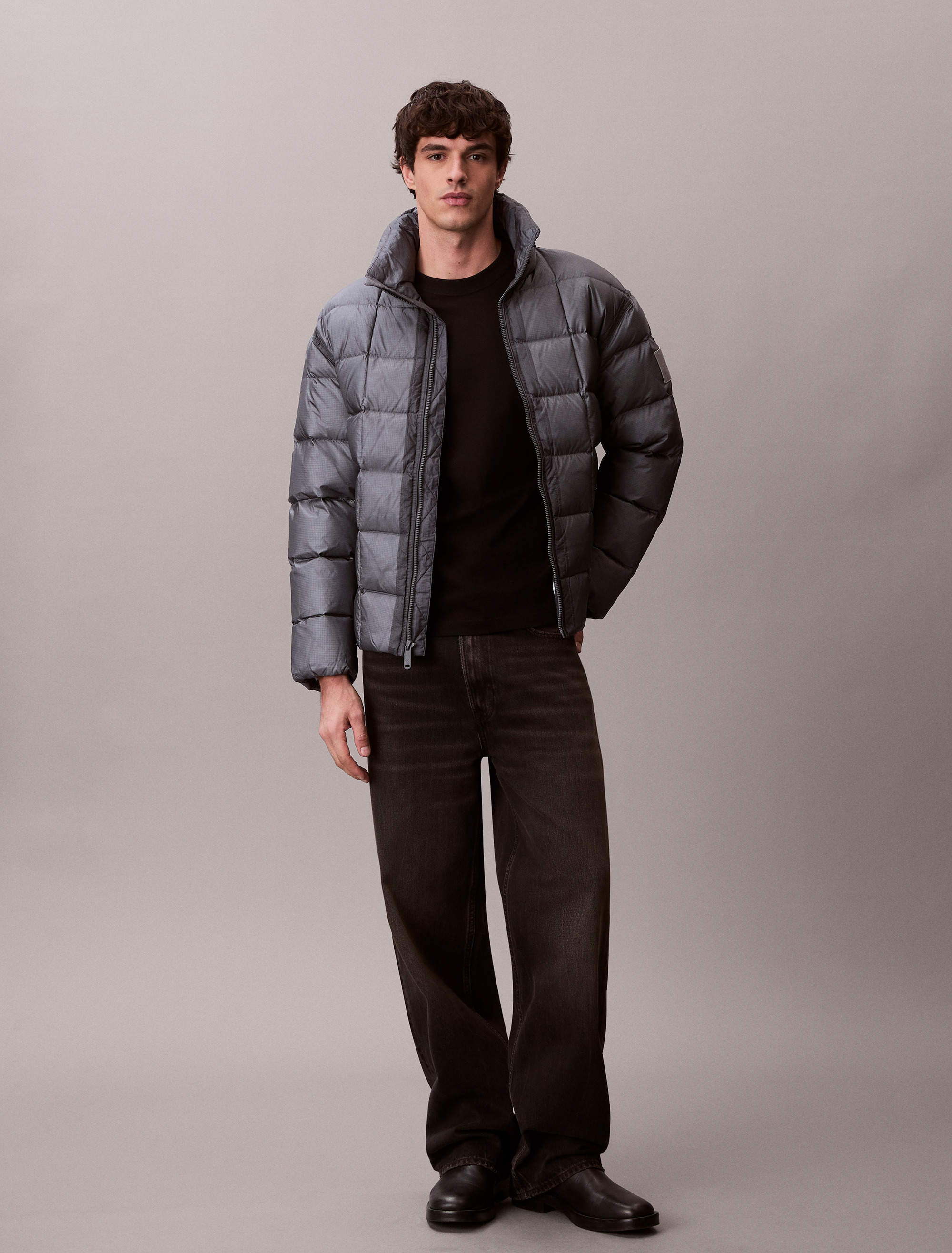 Ripstop Mock Neck Puffer Jacket