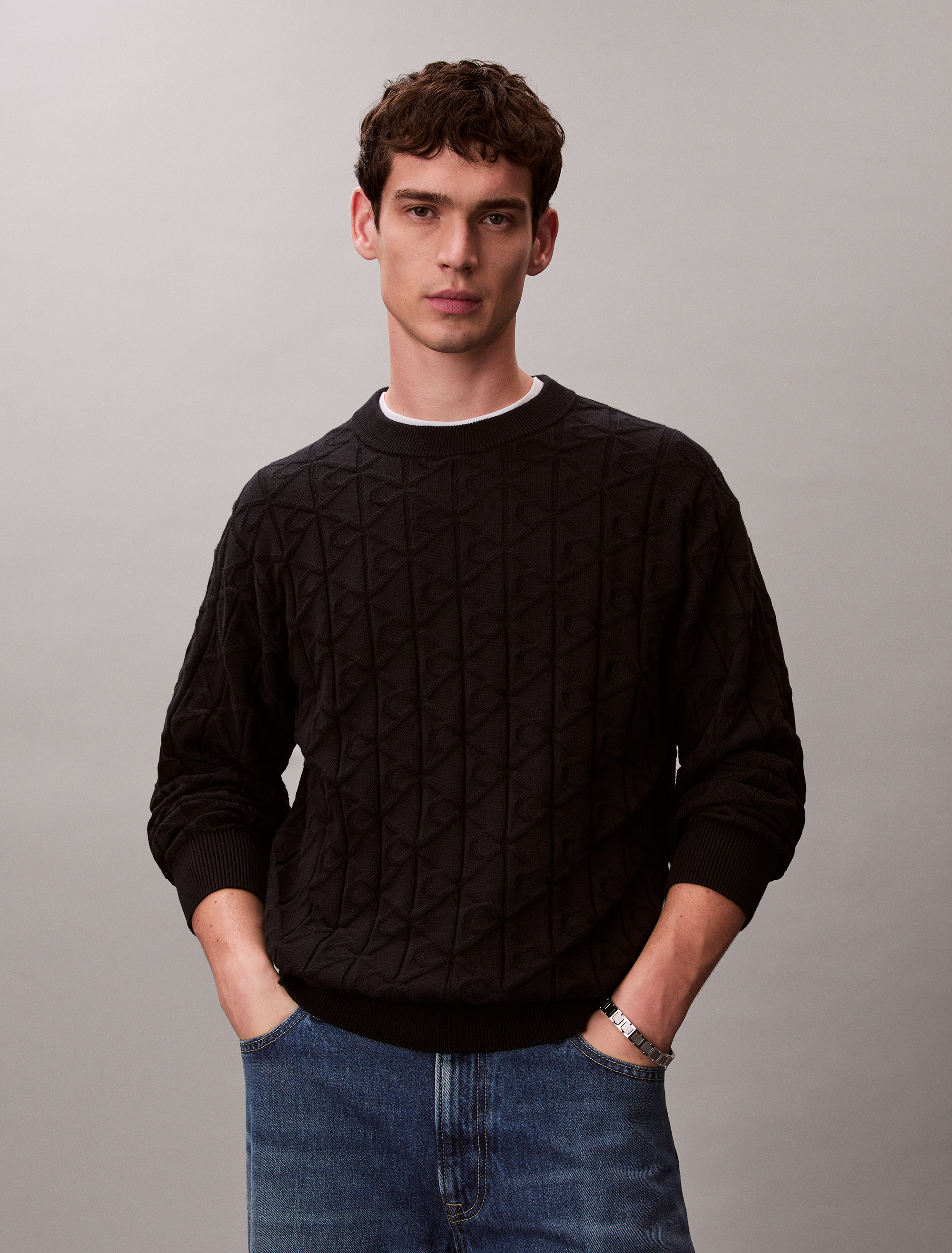 Allover Emblem Logo Relaxed Jumper