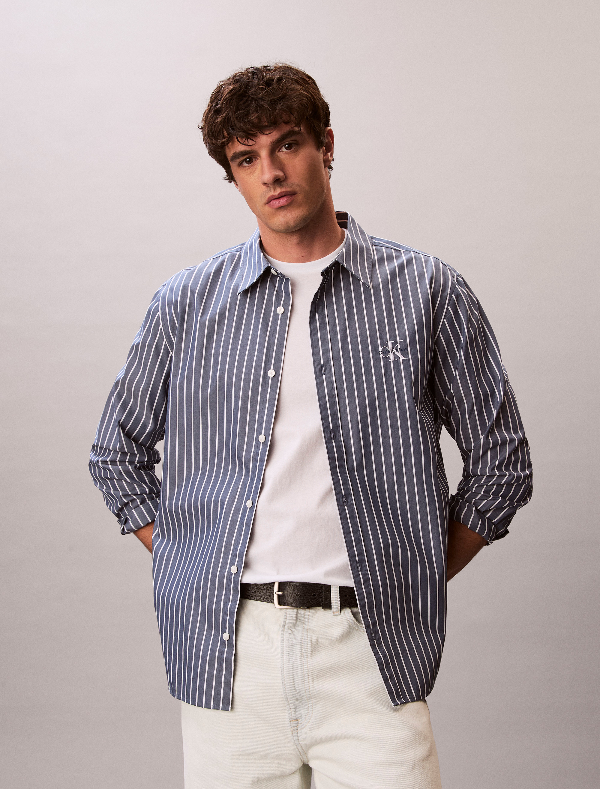 Washed Poplin Stripe Button-Down Shirt