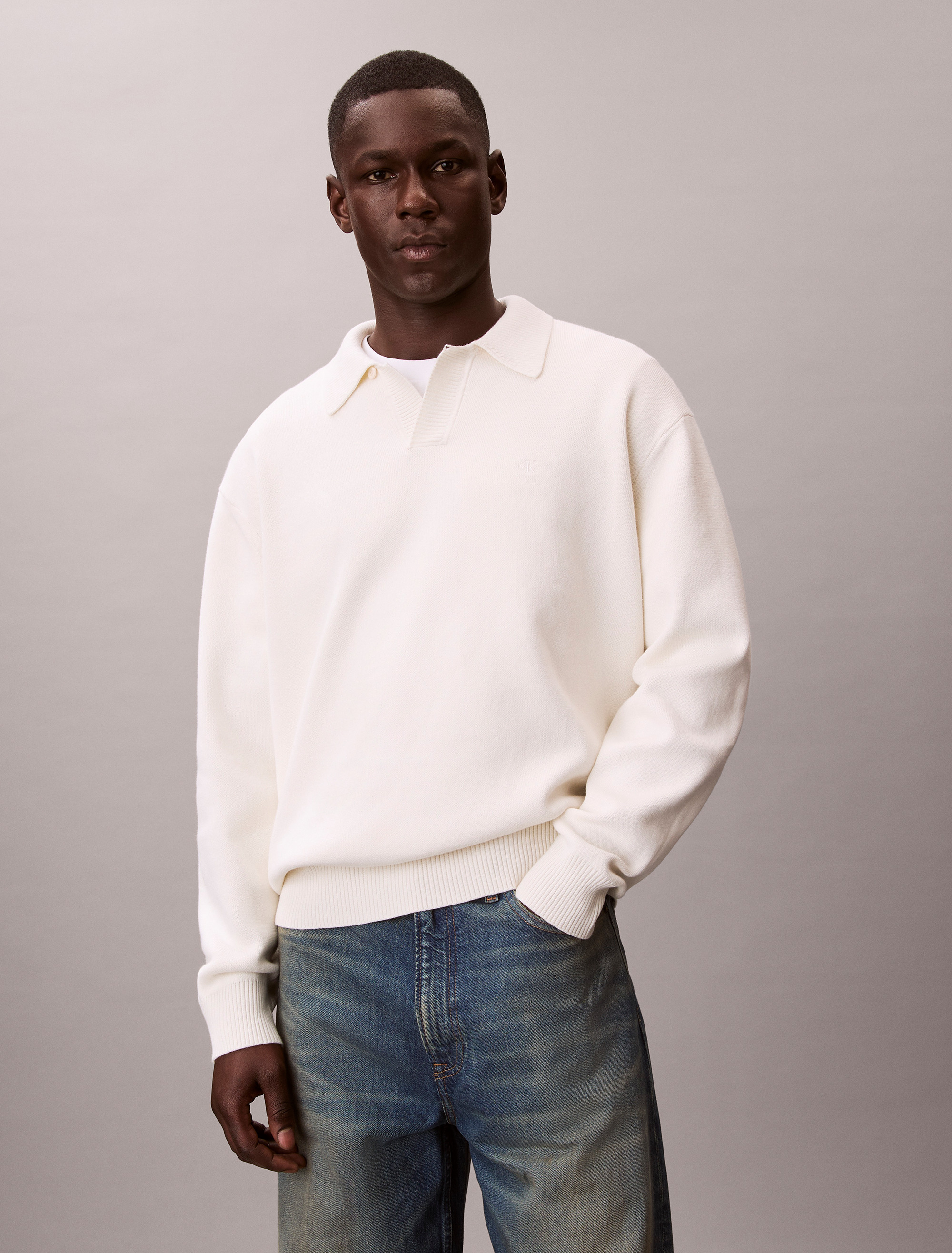 Cotton Relaxed Polo Sweater