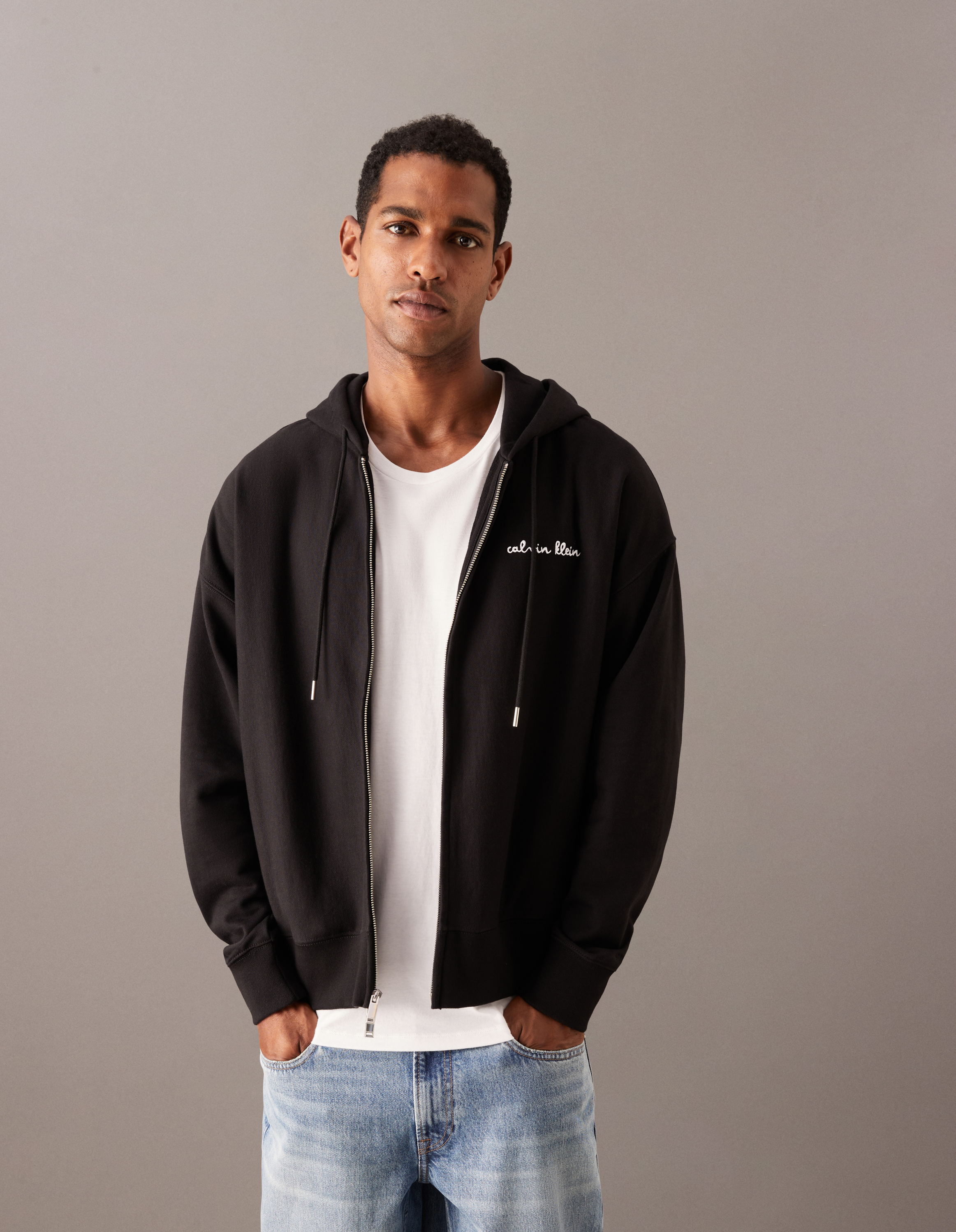 Terry Bold Script Logo Graphic Relaxed Hoodie