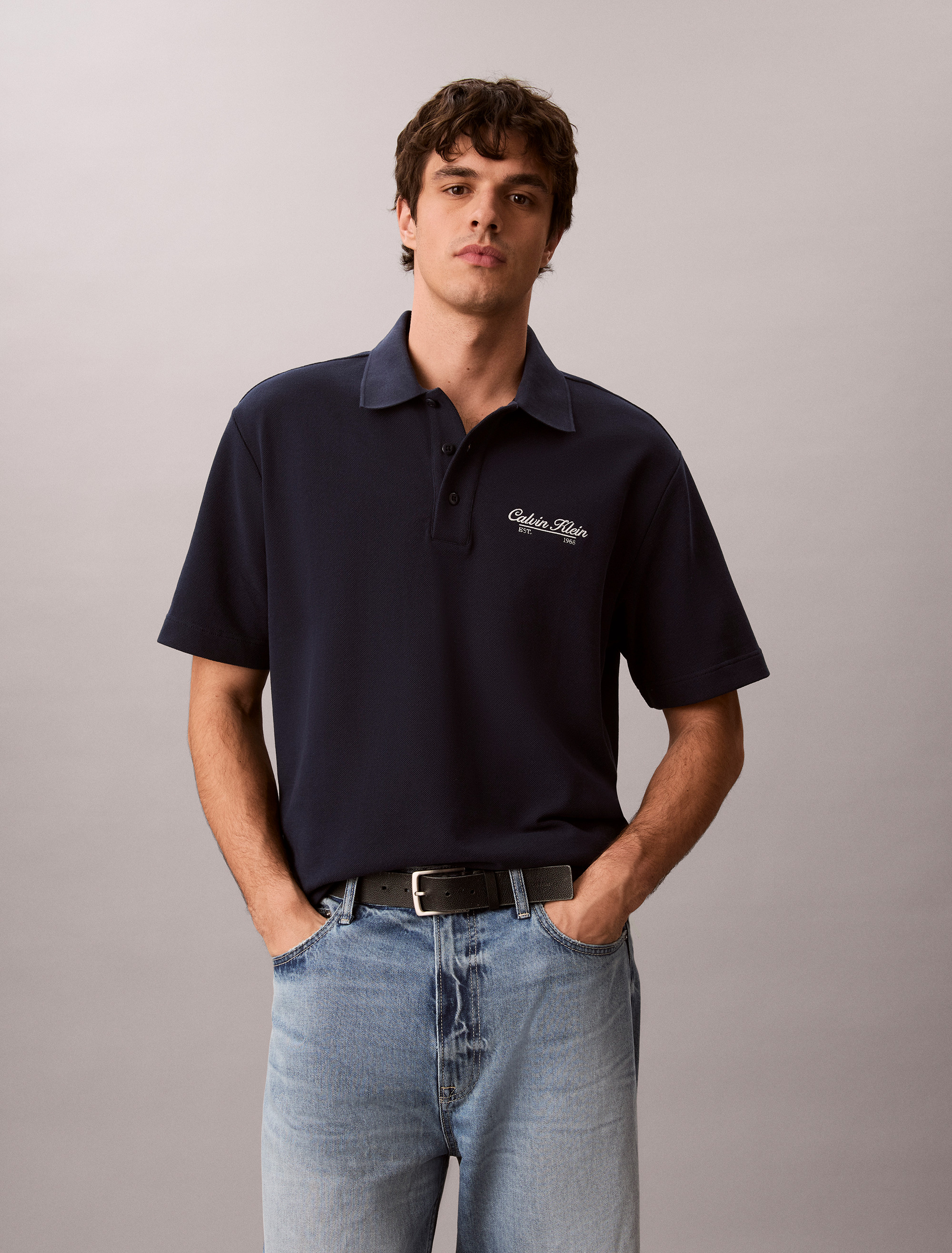 Script Logo Graphic Pique Relaxed Polo Shirt