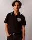 Open Collar Pique Graphic Polo