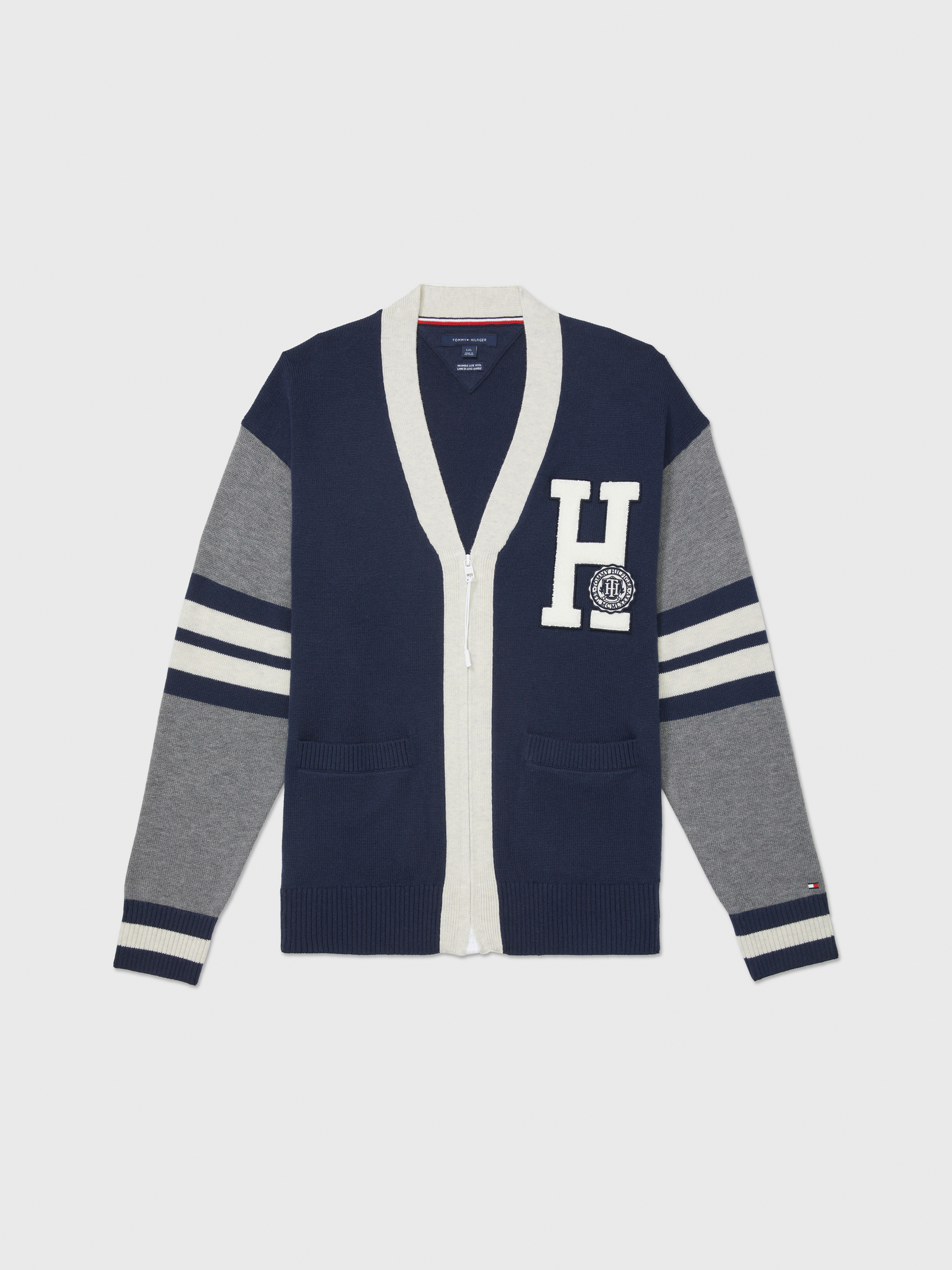 Adaptive Mens Varsity Cardigan Adaptive Knitwear Tommy Adaptive