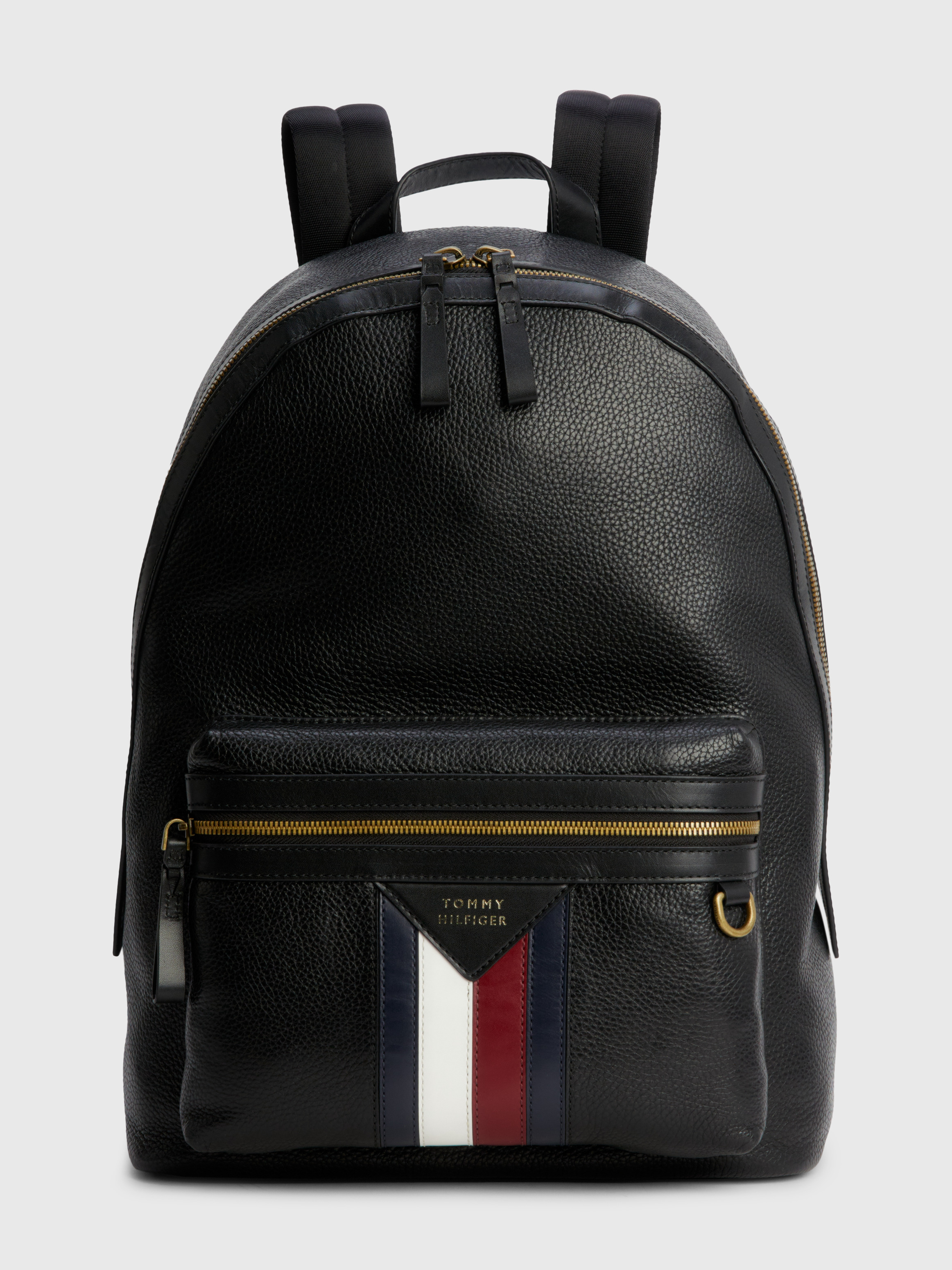 Black leather clearance tommy hilfiger backpack