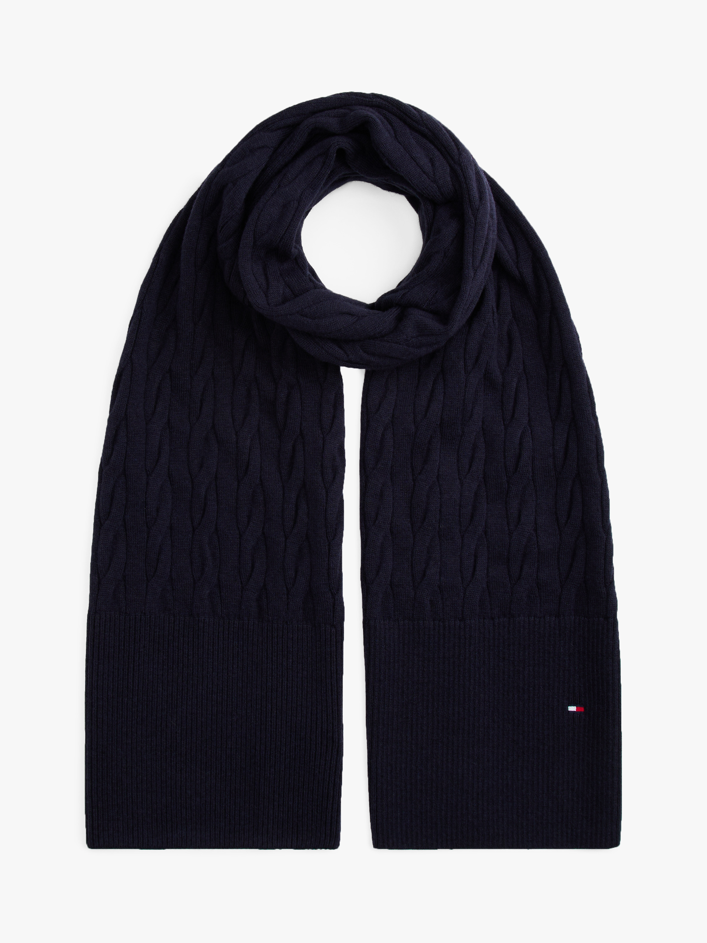 Hilfiger Flag Cable Knit Wool Blend Scarf