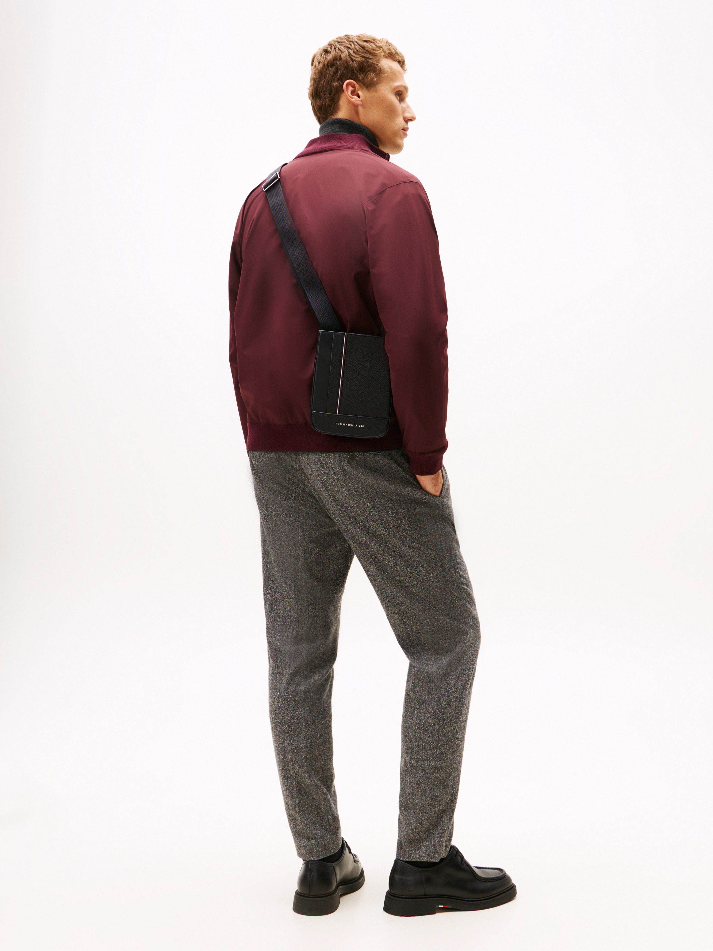 Metal Logo Pebble Grain Crossbody Bag