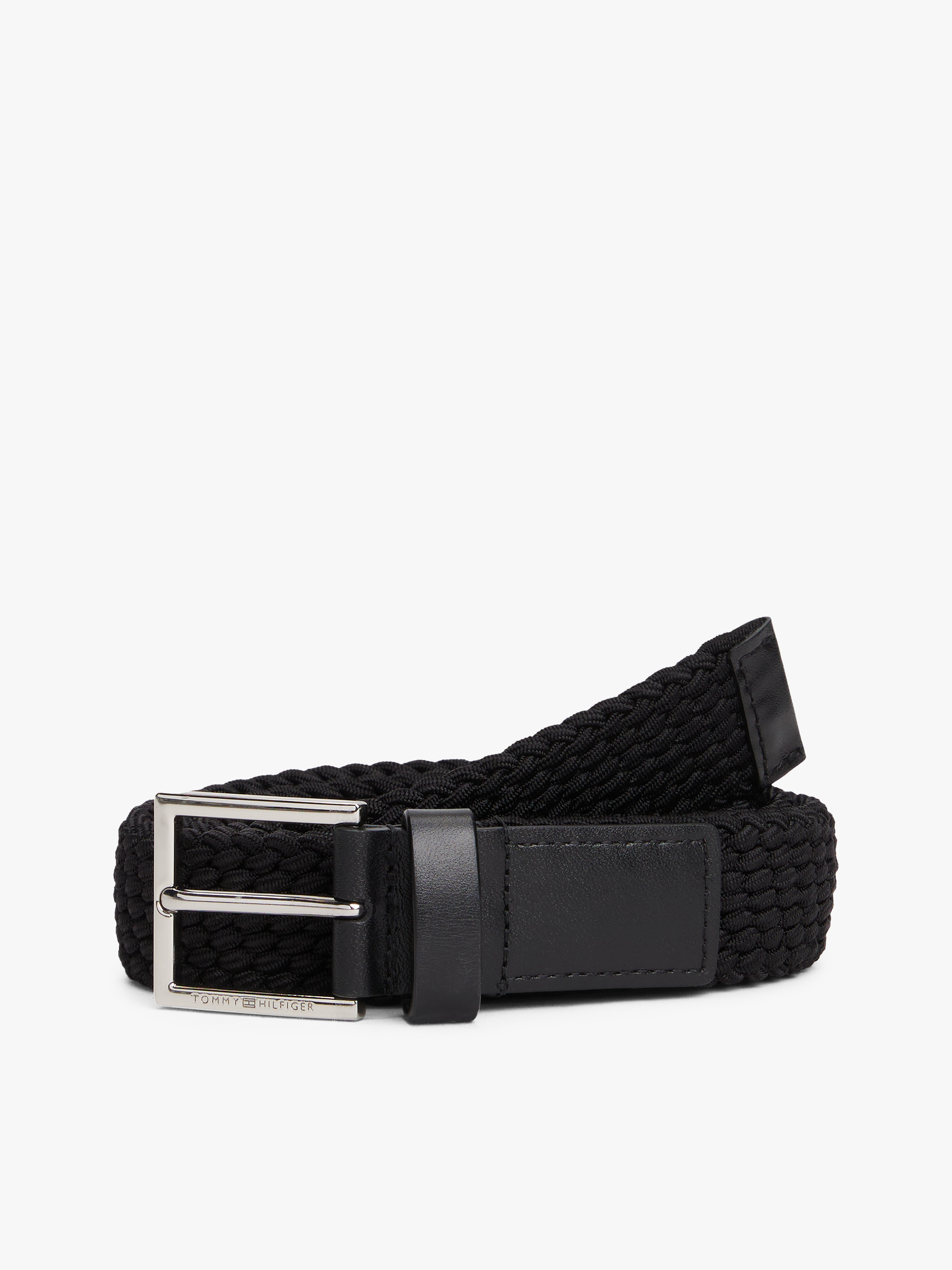 Woven Leather Webbing Square Buckle Belt