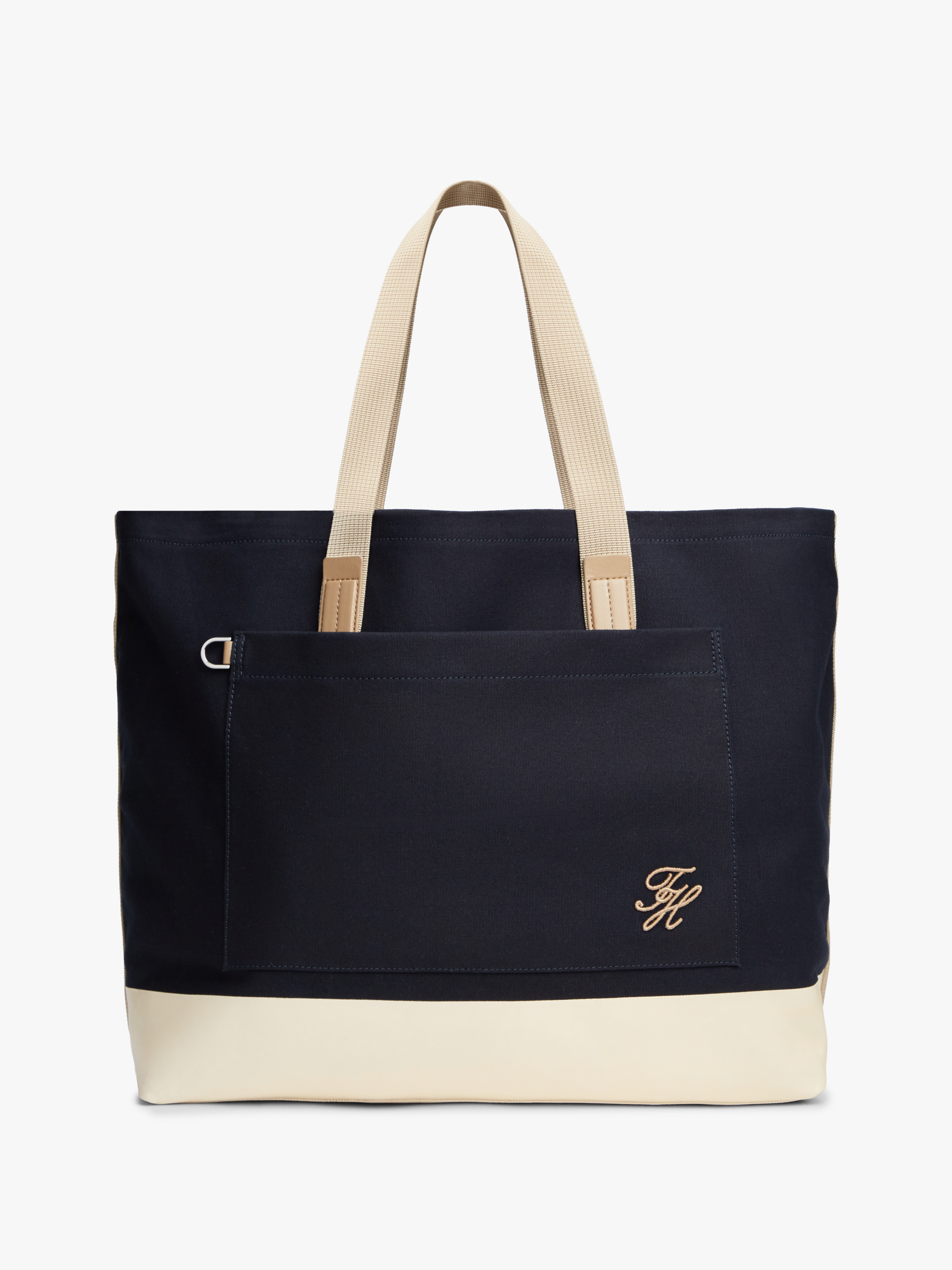 Two-Tone Canvas Beach Tote Bag