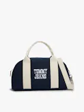 Textured Logo Canvas Duffle Bag