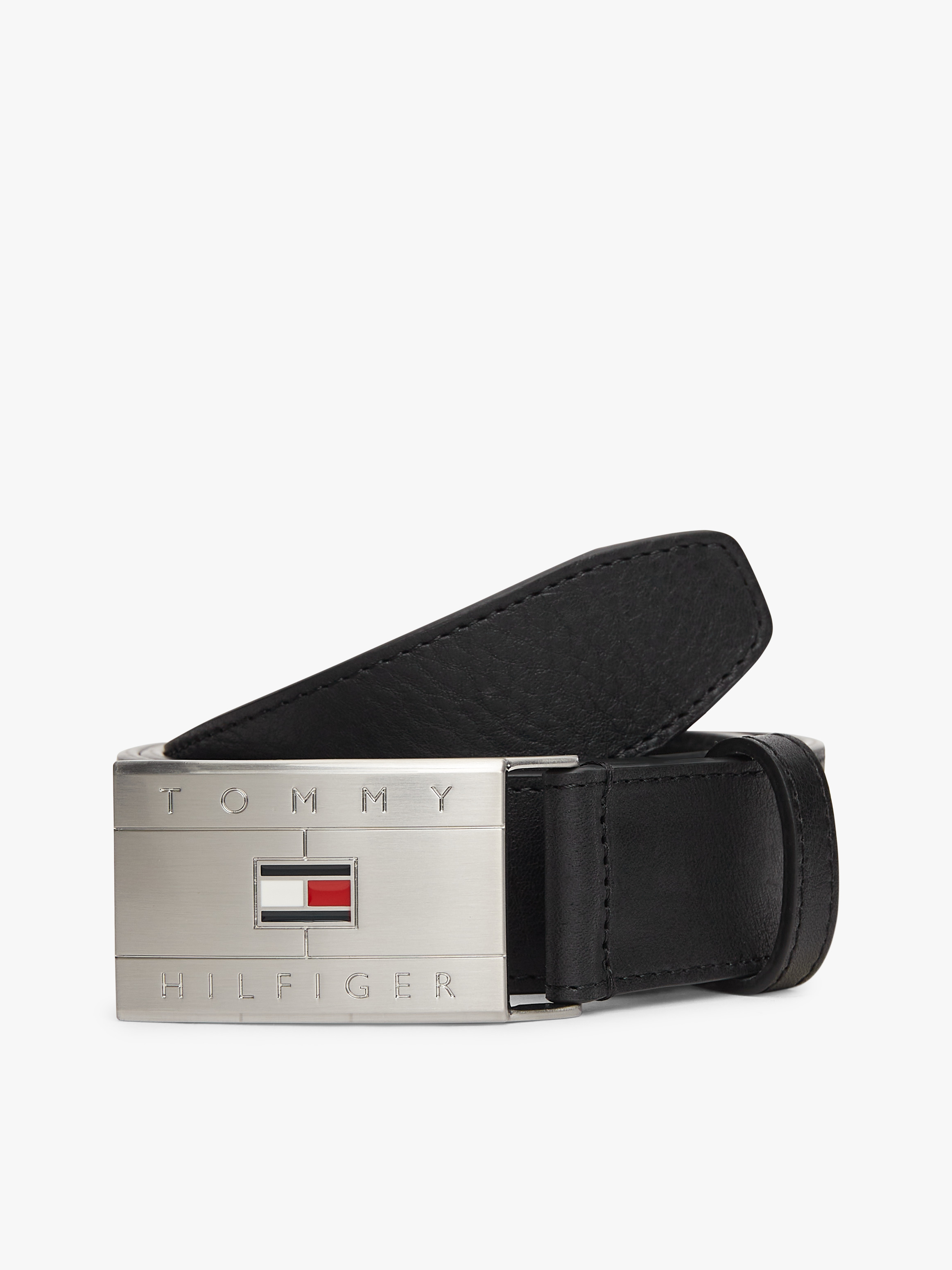 Flag Plaque Leather Belt