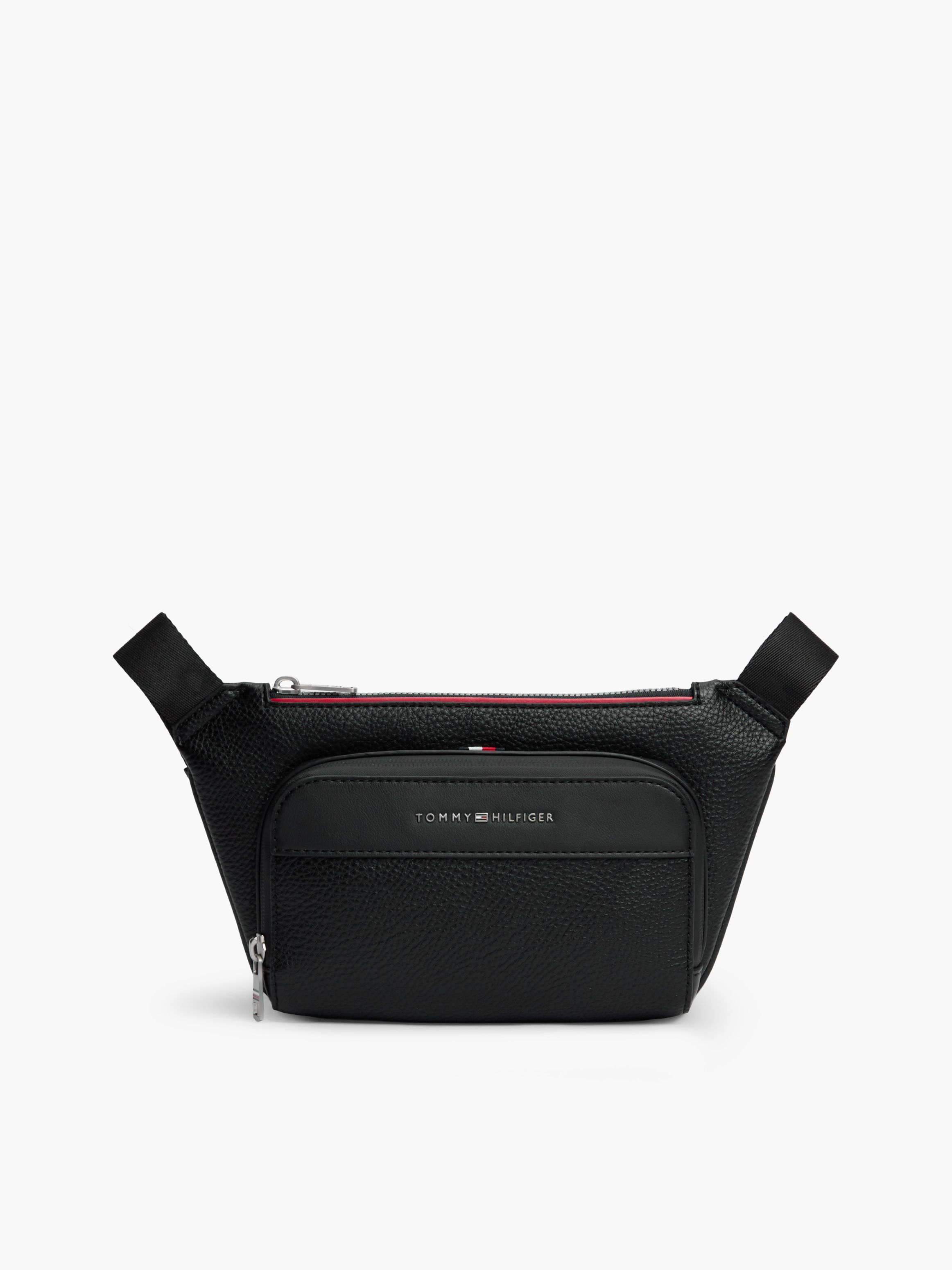 Metal Logo Textured Crossbody Bum Bag