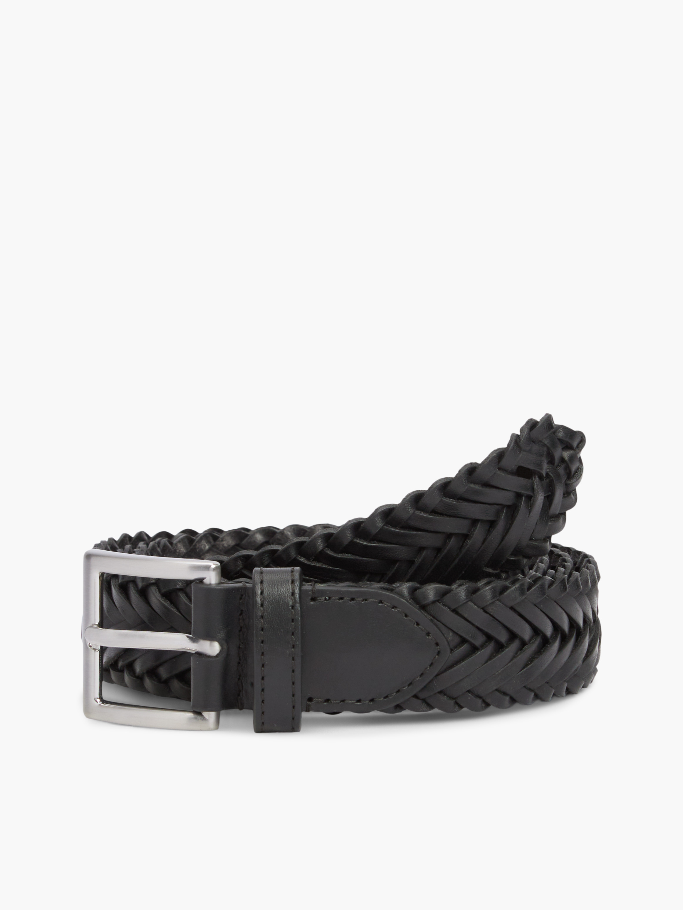Square Buckle Braided Leather Belt