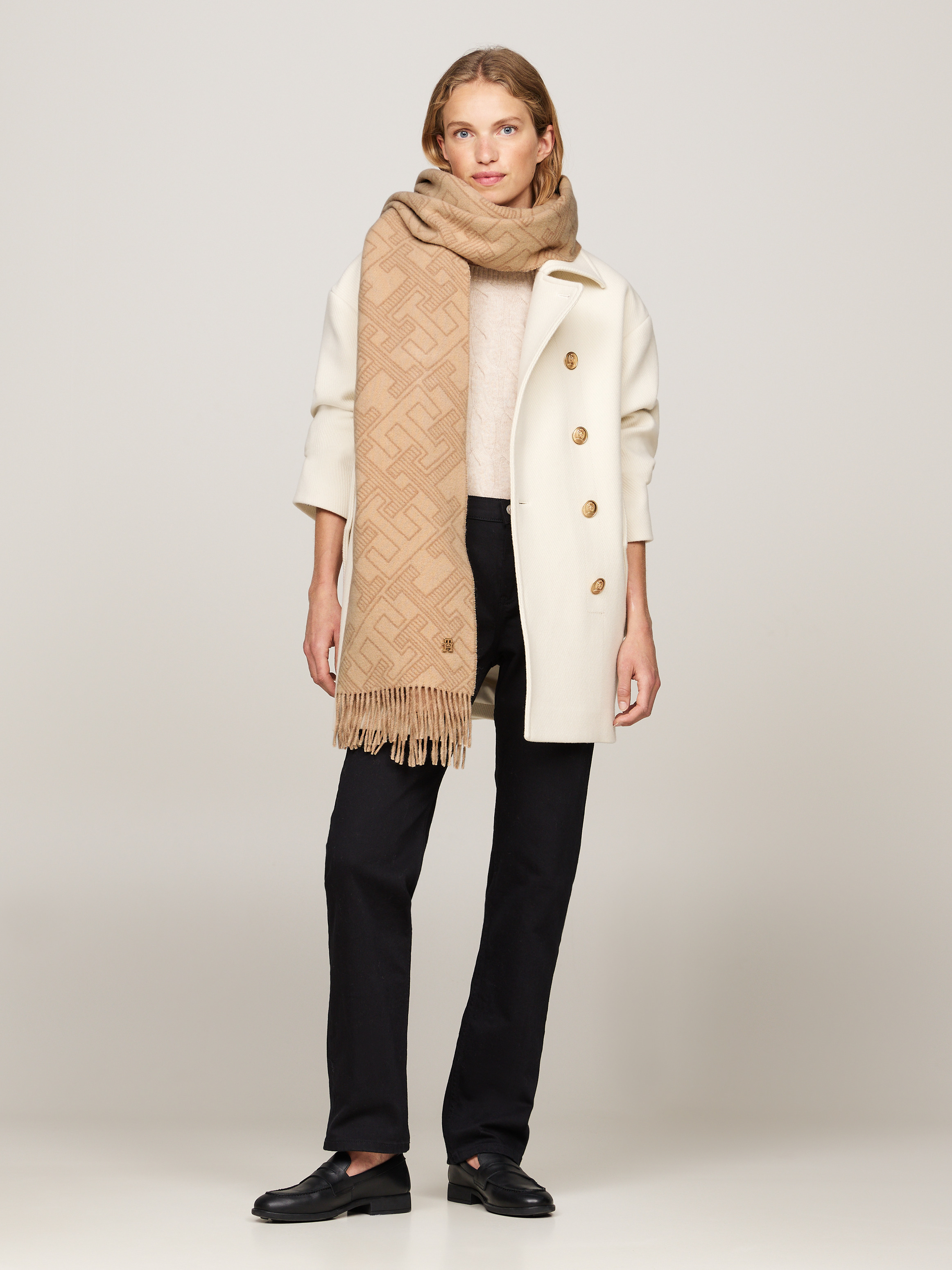 TH Monogram Pure Wool Scarf | Scarves | Tommy Hilfiger