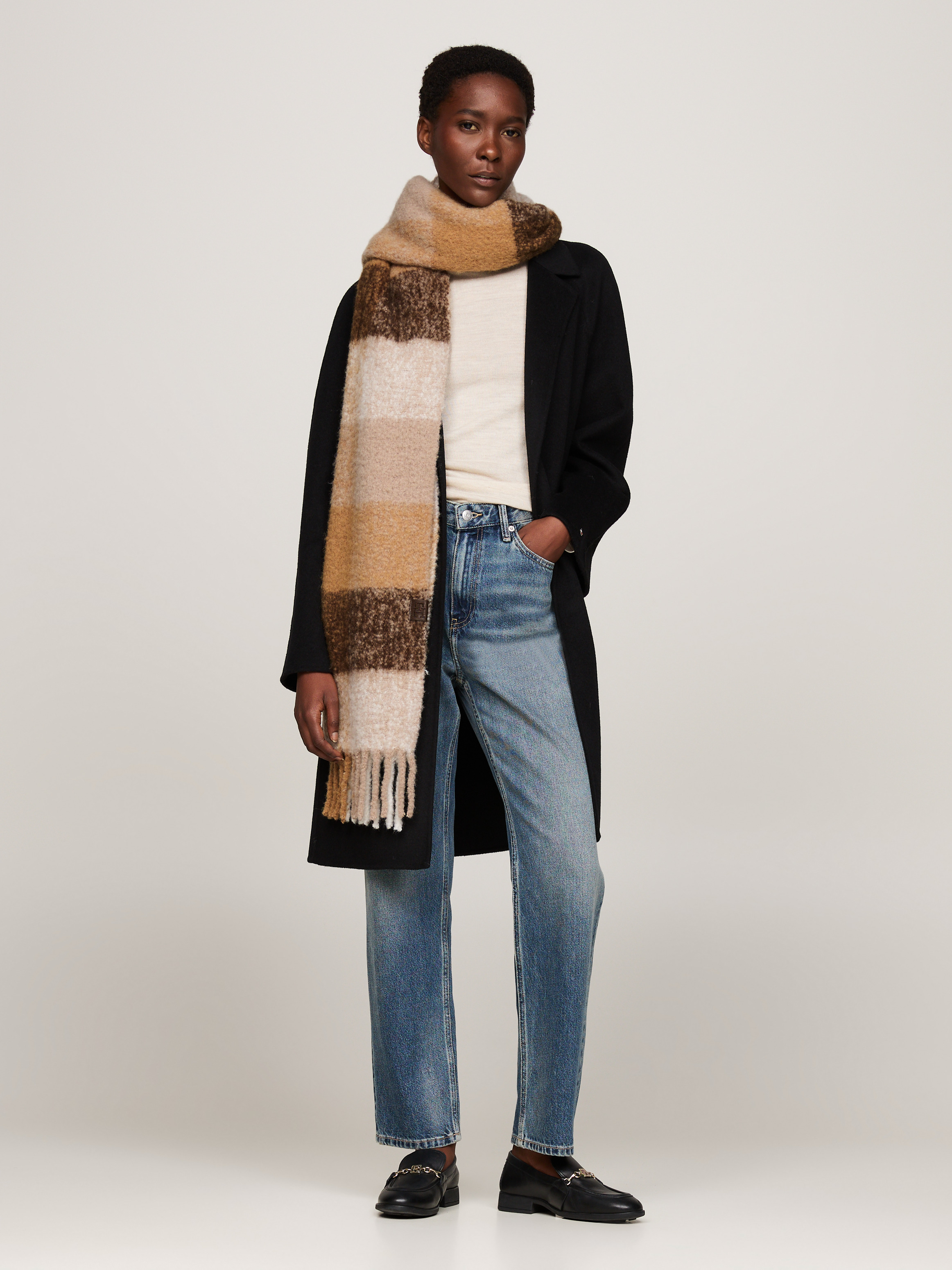 Mixed Check Fluffy Wool Blend Scarf | Scarves | Tommy Hilfiger