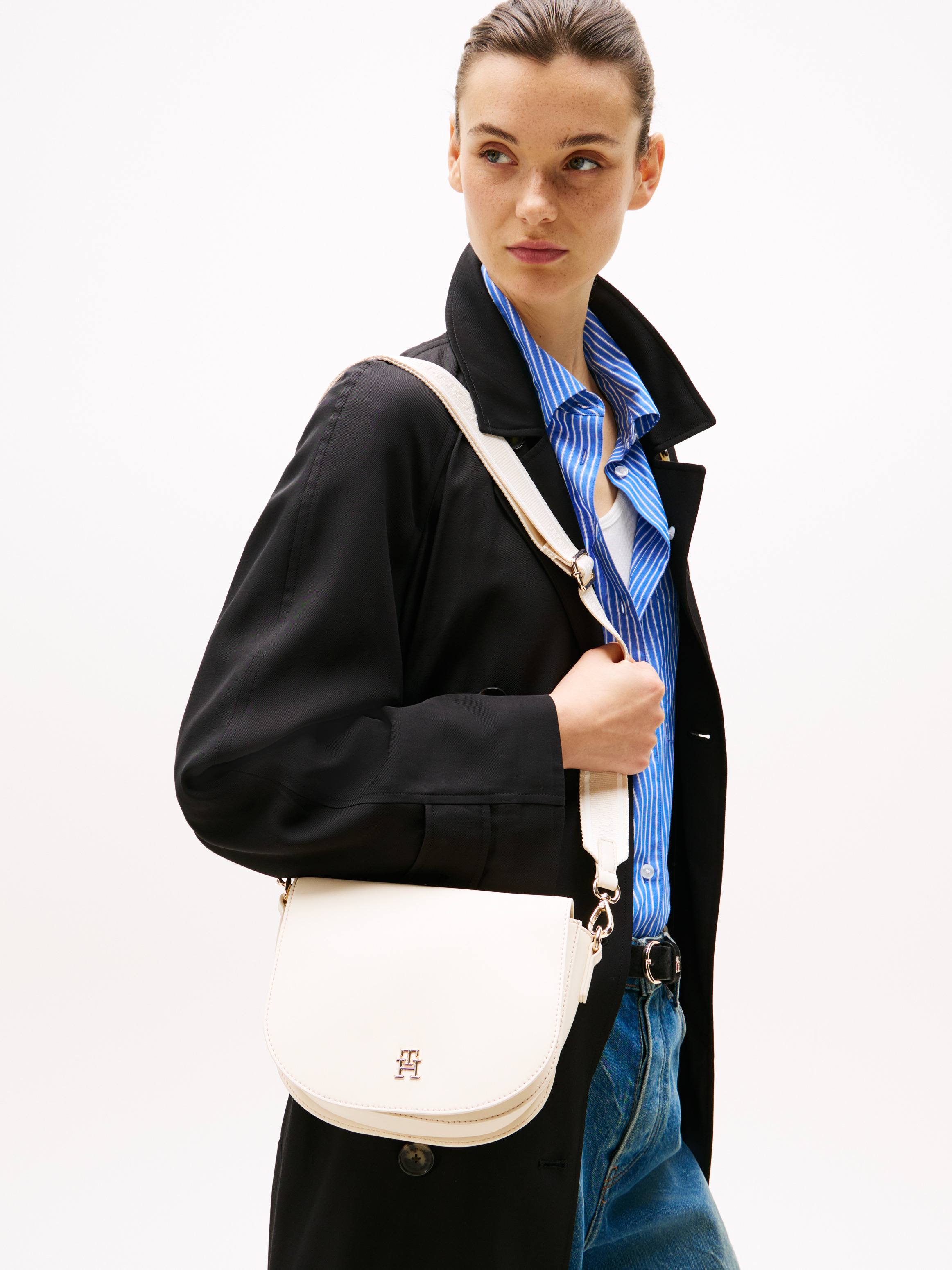 Logo Strap Crossbody Saddle Bag