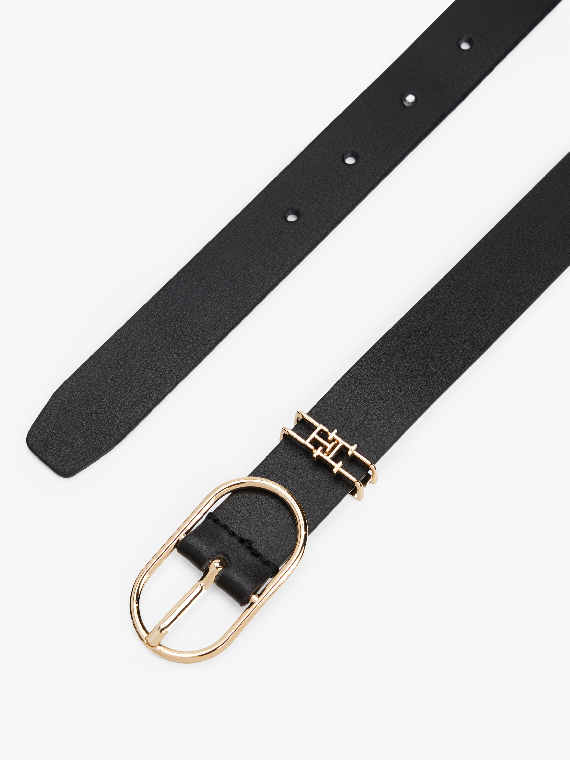 Leather TH Monogram Oval Buckle Belt Belts Tommy Hilfiger