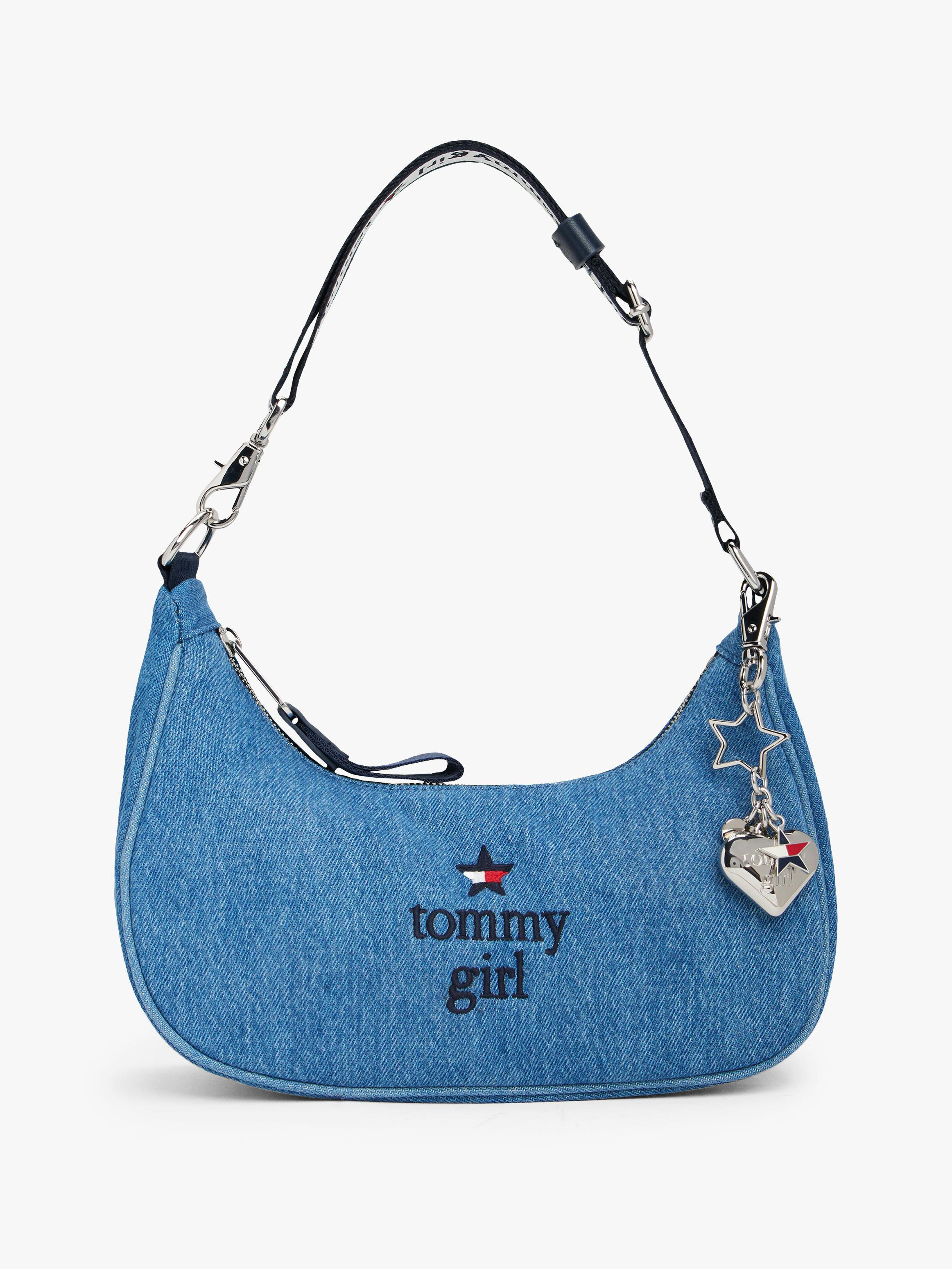 Tommy Girl Logo Charm Denim Shoulder Bag Bags Tommy Jeans