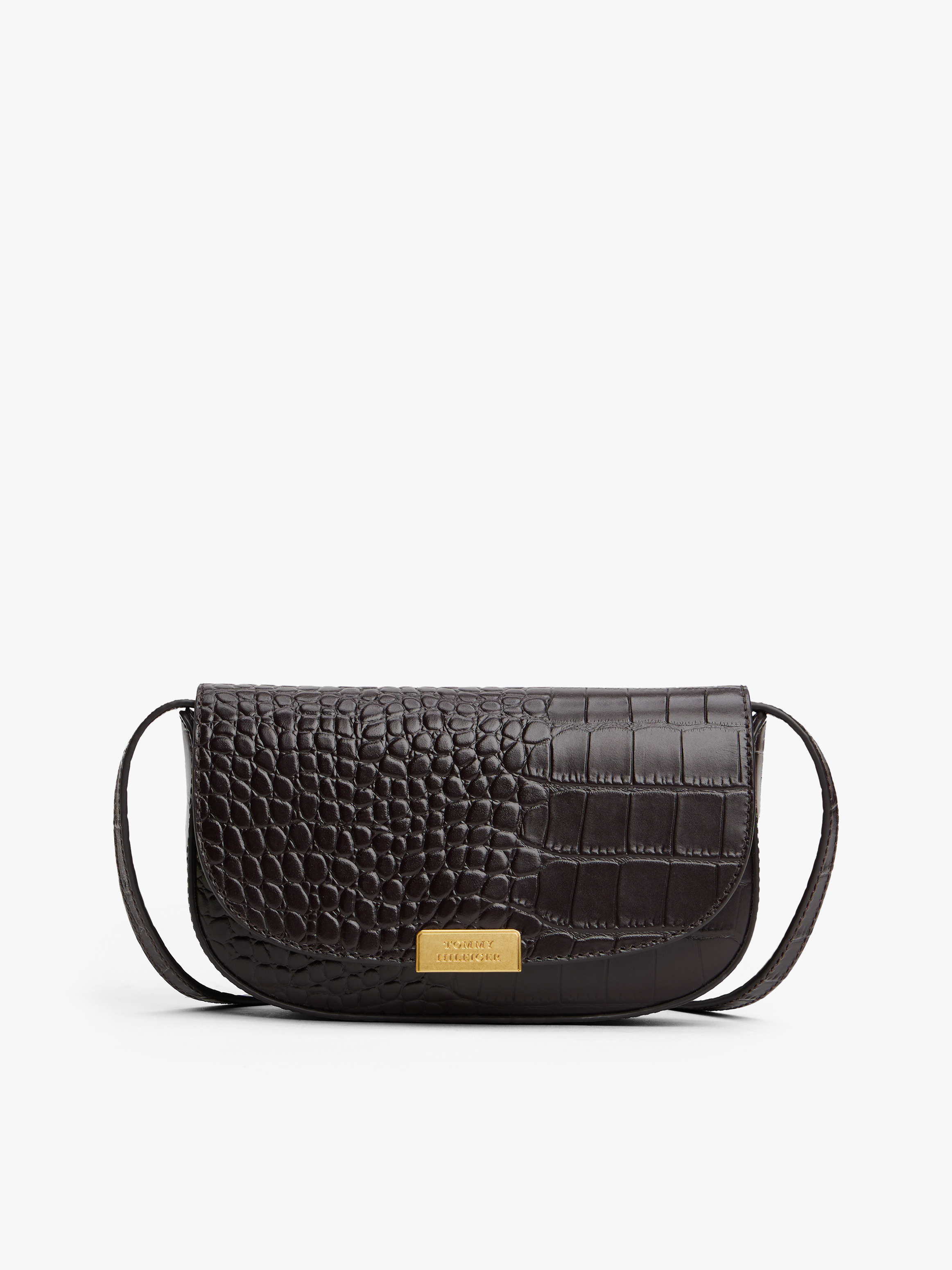Croco-Print Leather Crossbody Bag