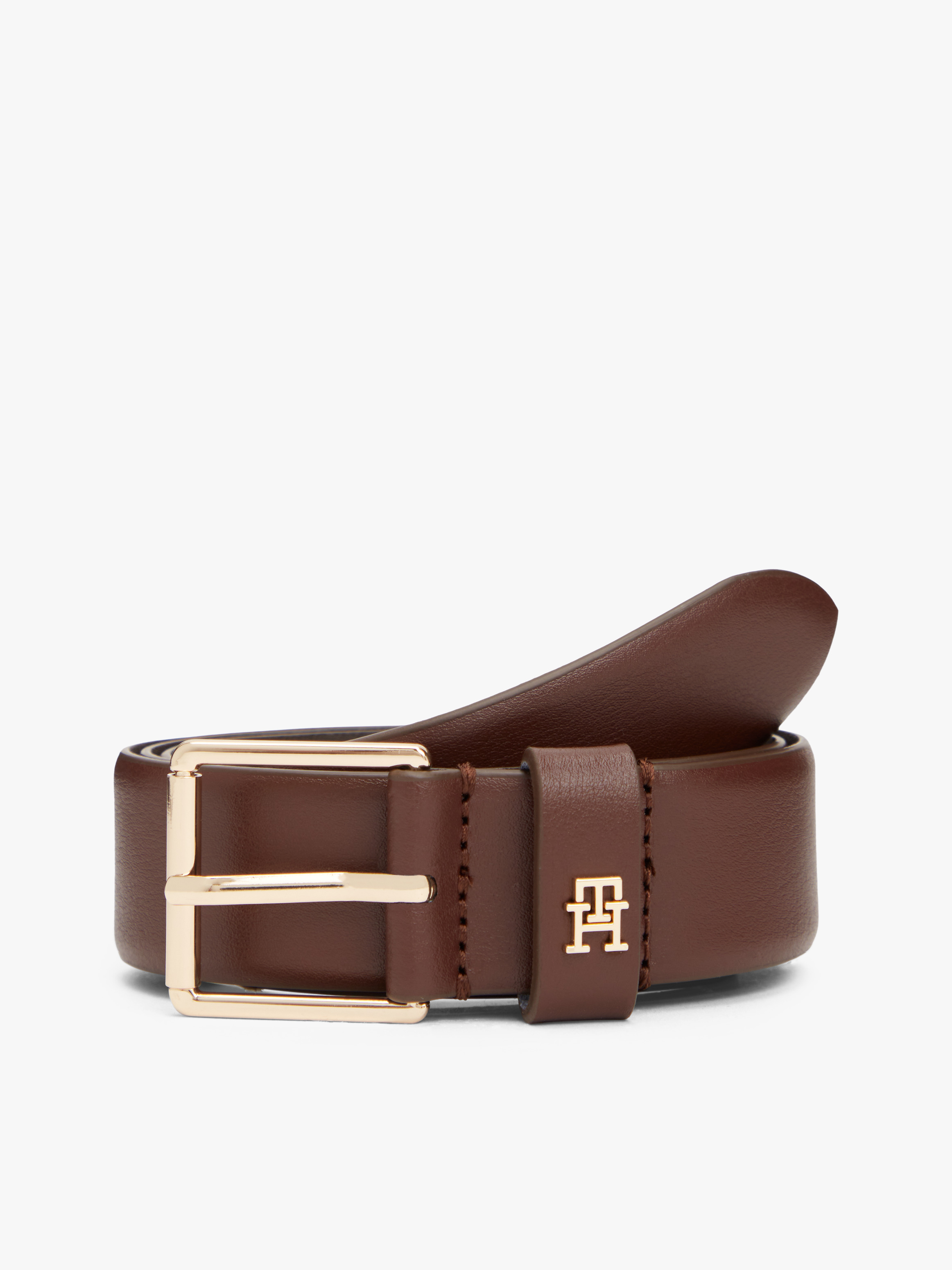 TH Monogram Square Buckle Leather Belt