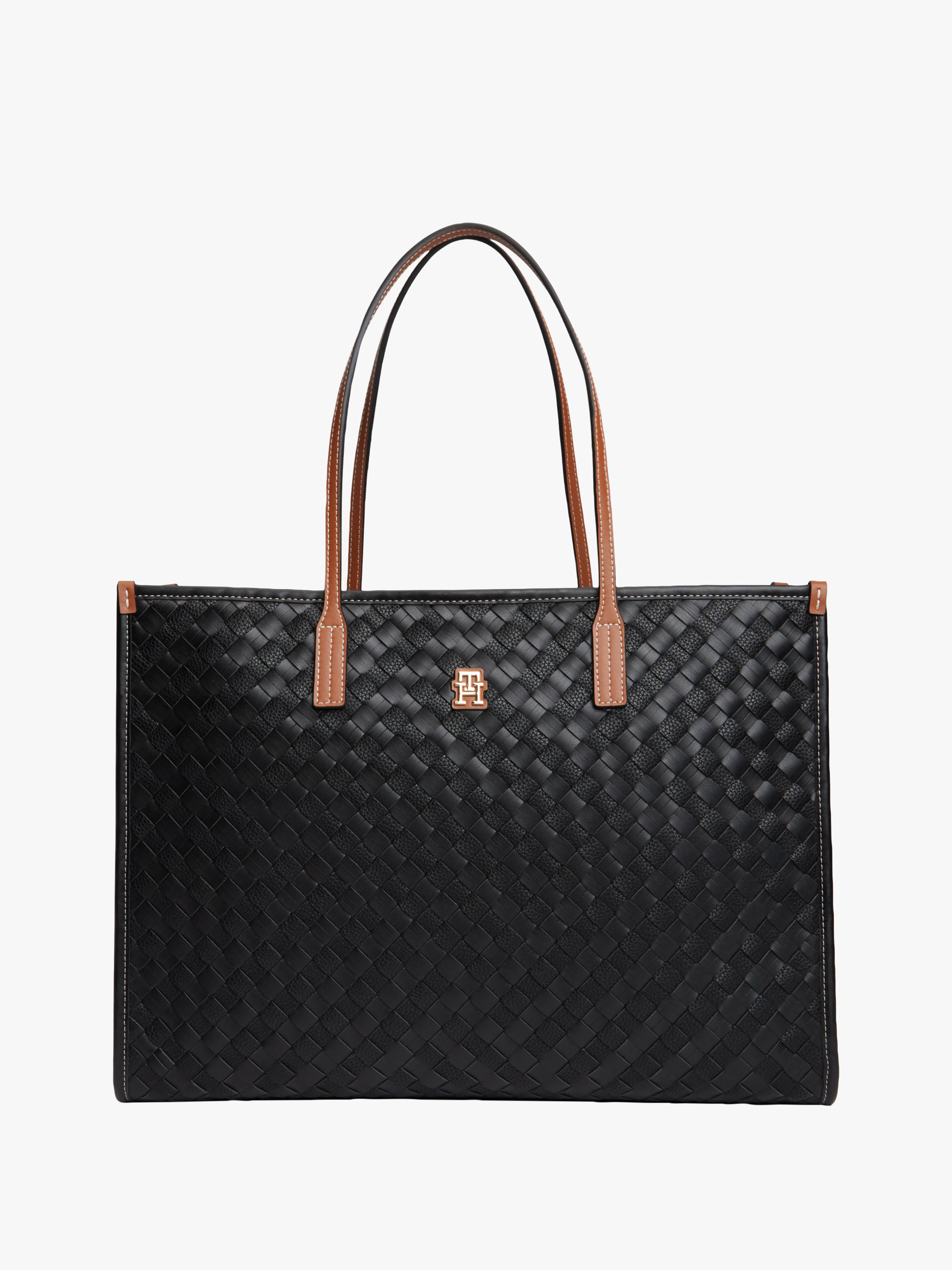 City TH Monogram Woven Tote Bag