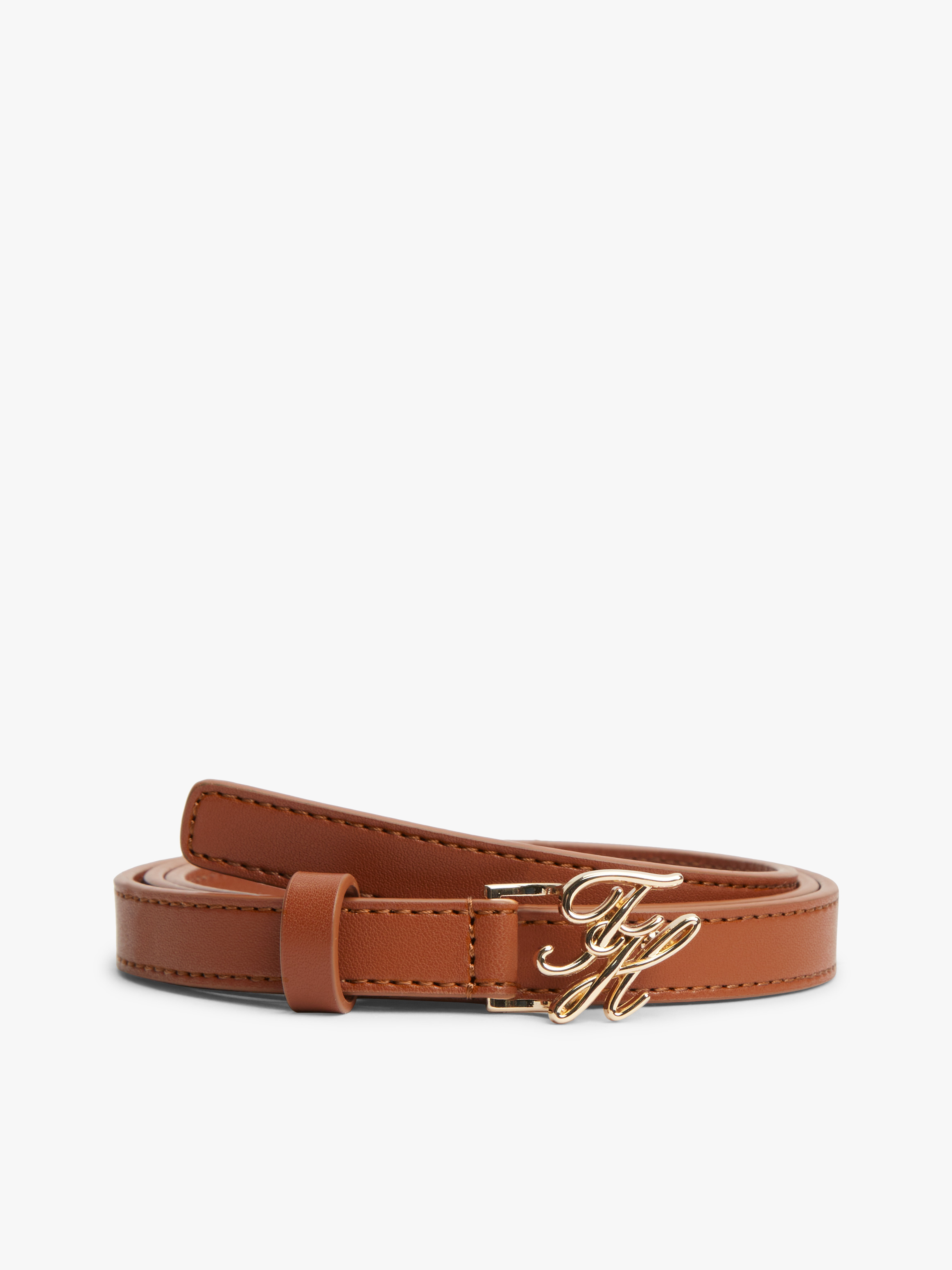 Logo Plaque Buckle Leather Belt