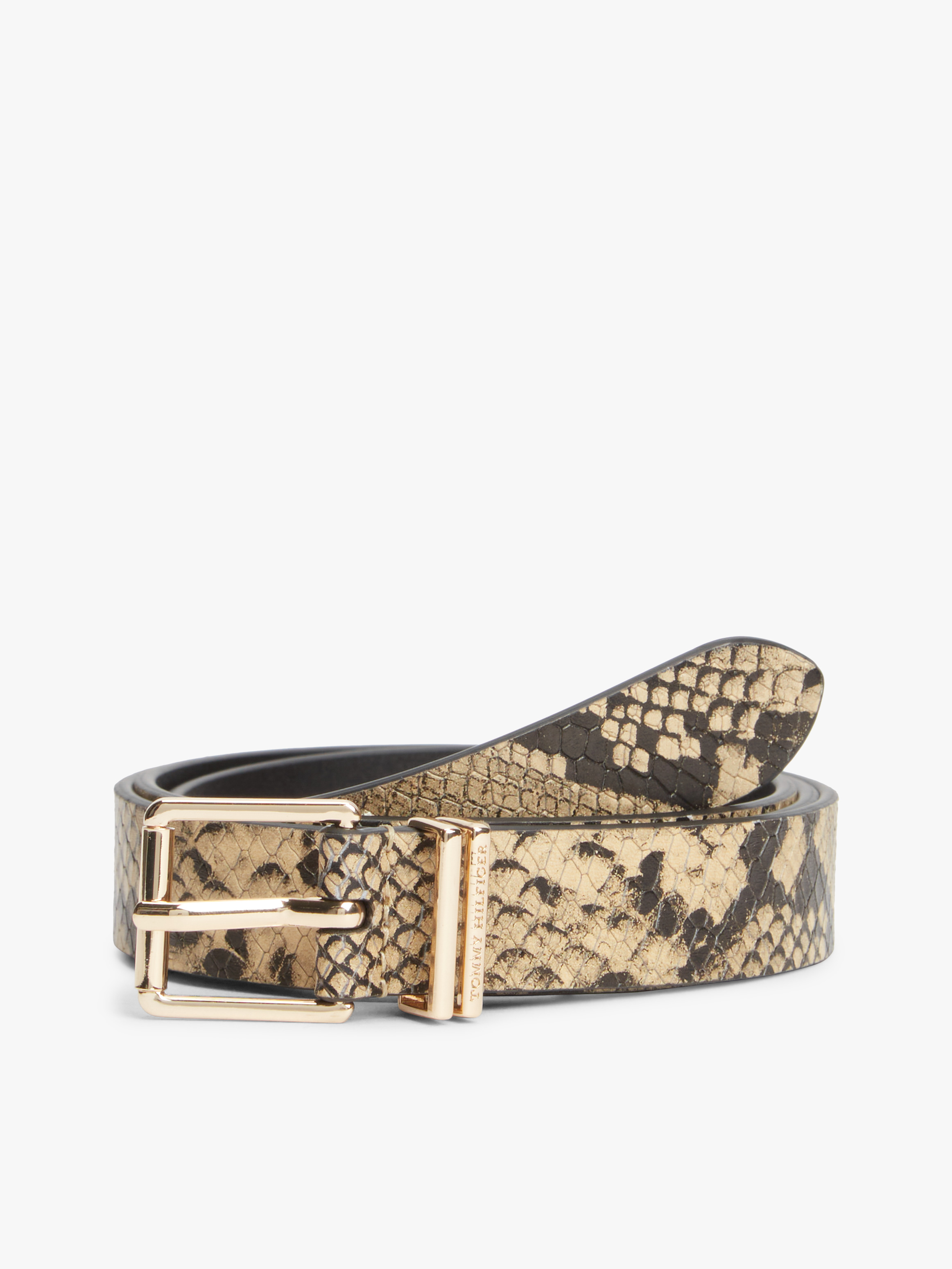 Snake Print Leather Belt