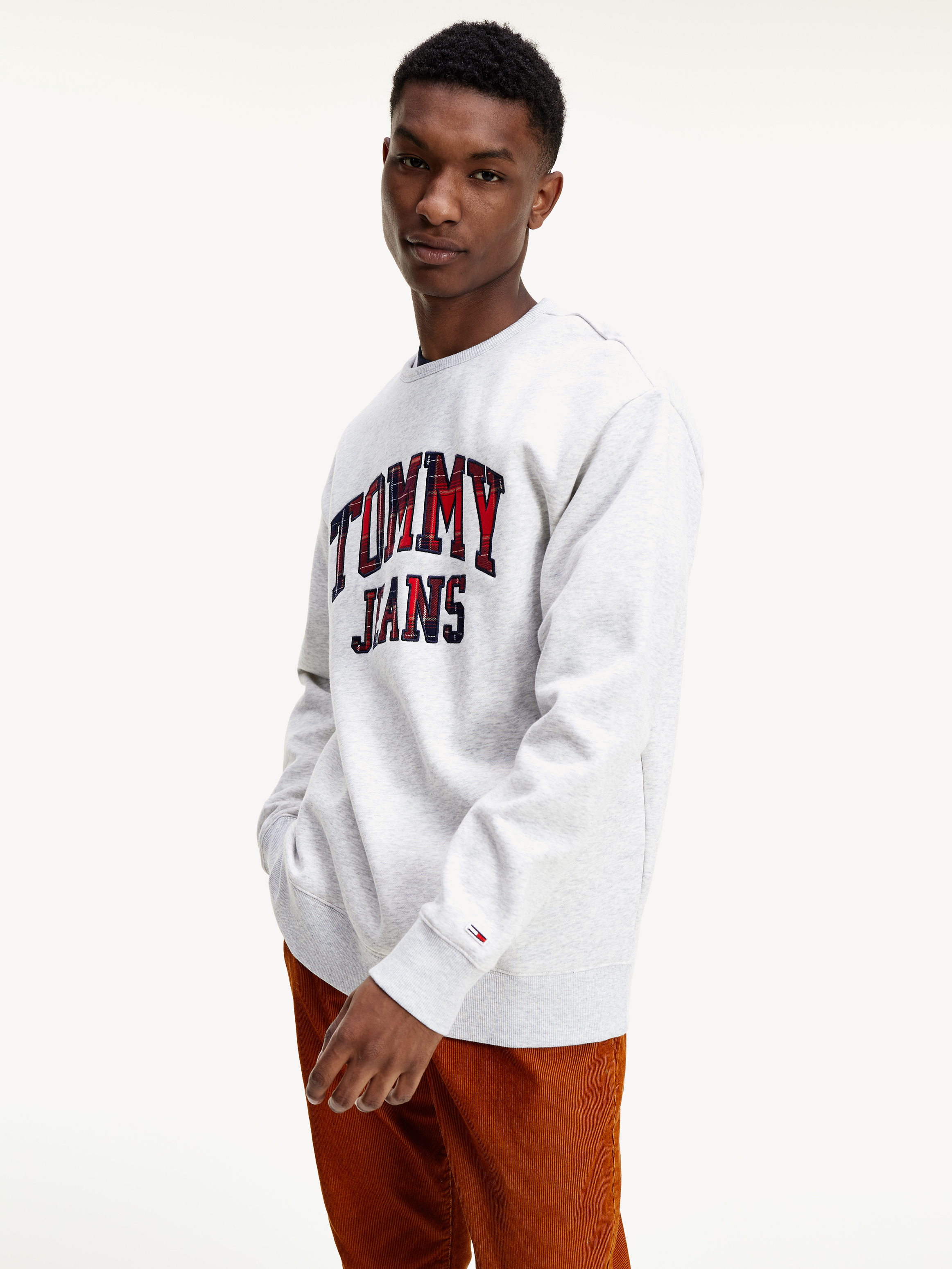 tommy jeans plaid logo sweatshirt