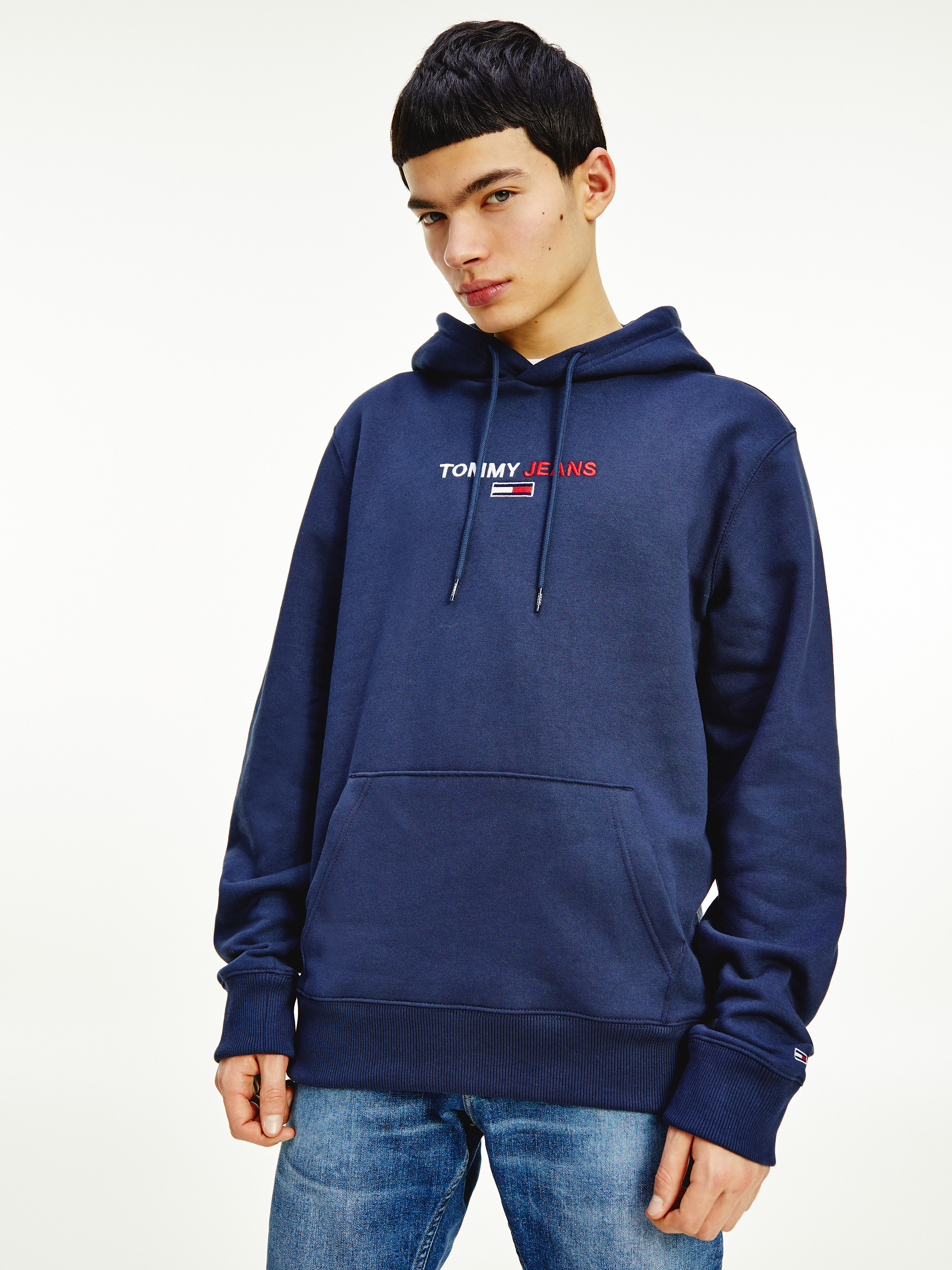 Tommy jeans straight logo hoodie hot sale