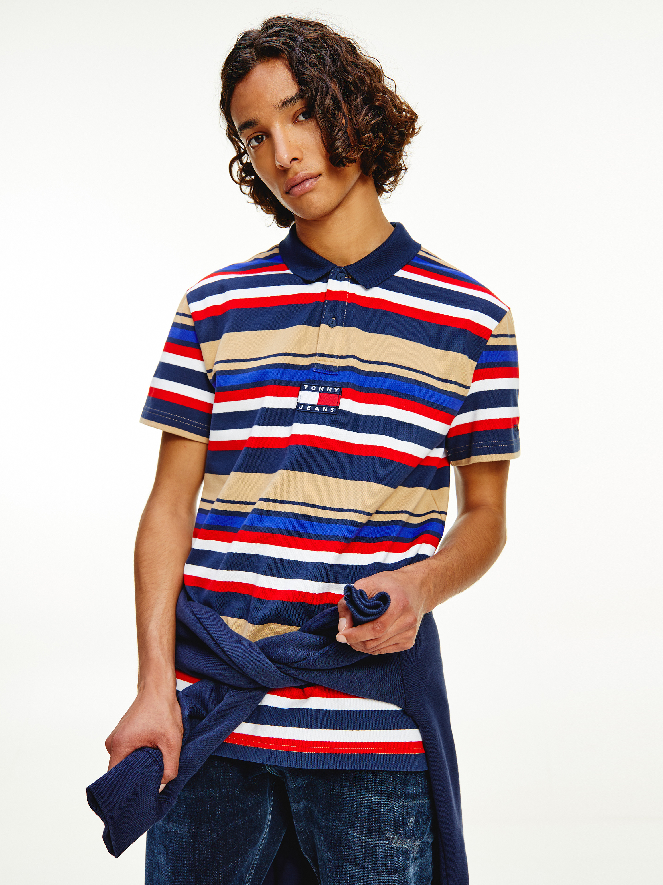 Stripe Tommy Badge Polo | Polo Shirts 