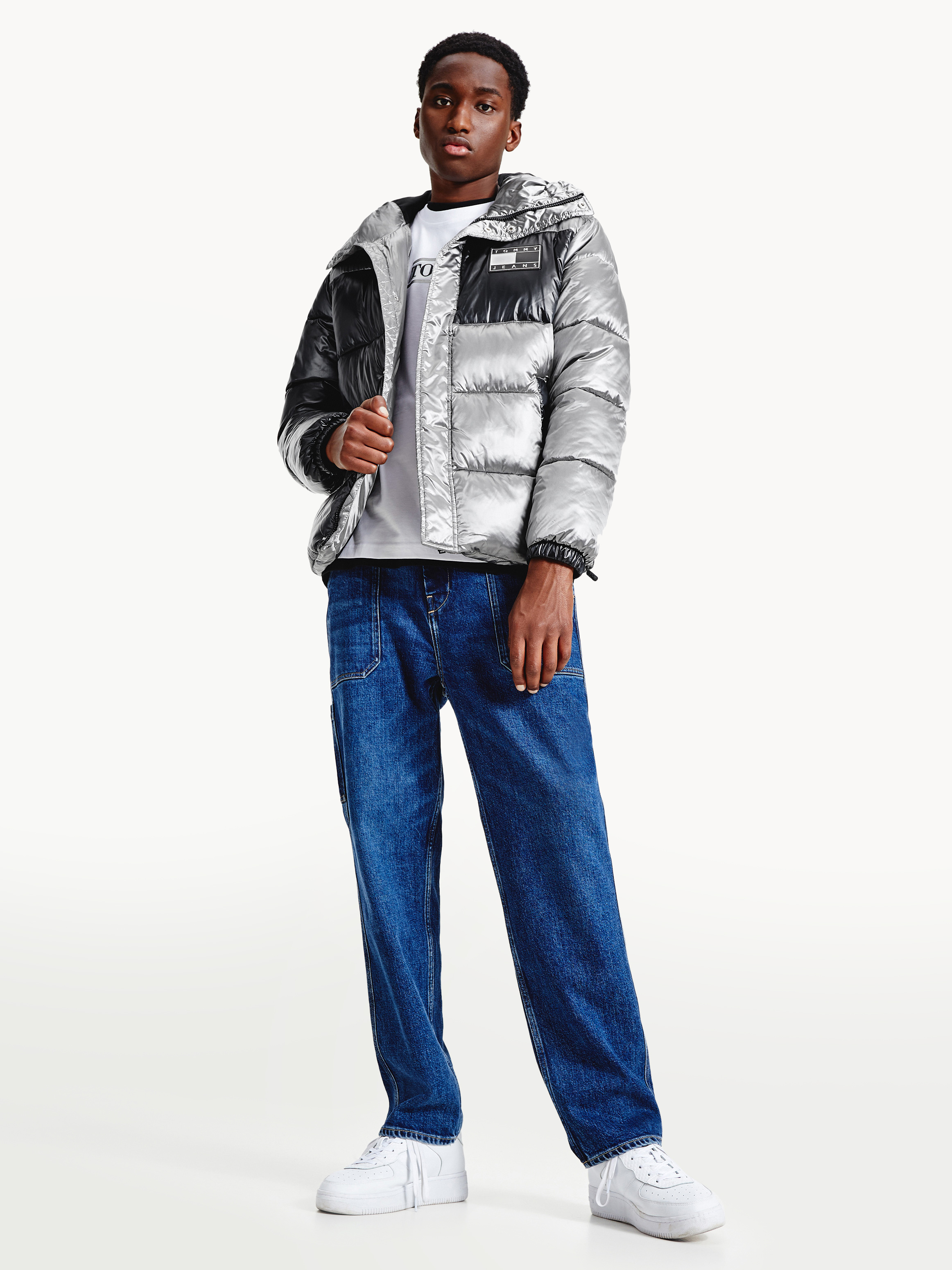 Silver tommy online hilfiger puffer jacket