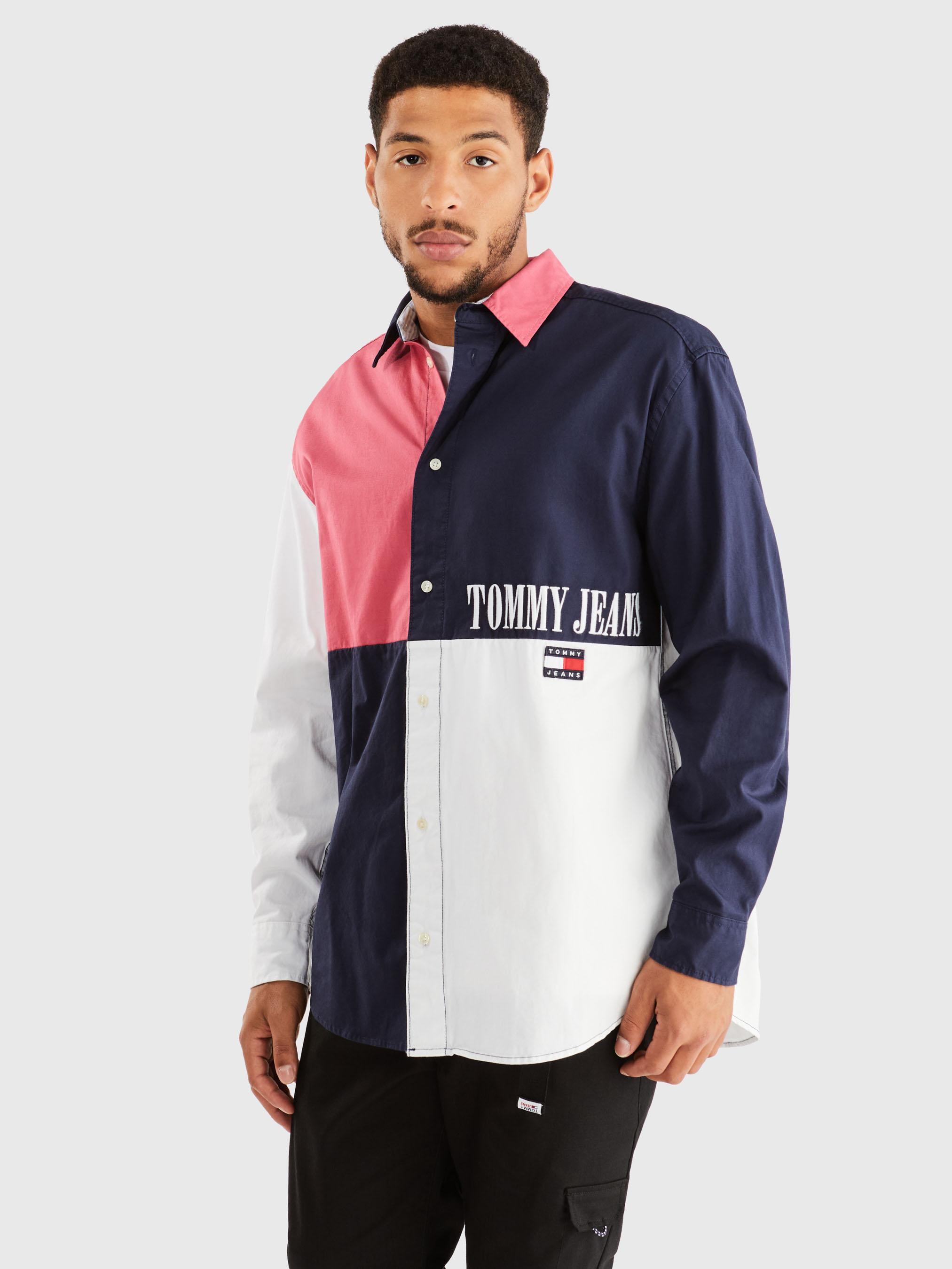 Tommy jeans 90s colour on sale block rugby shirt