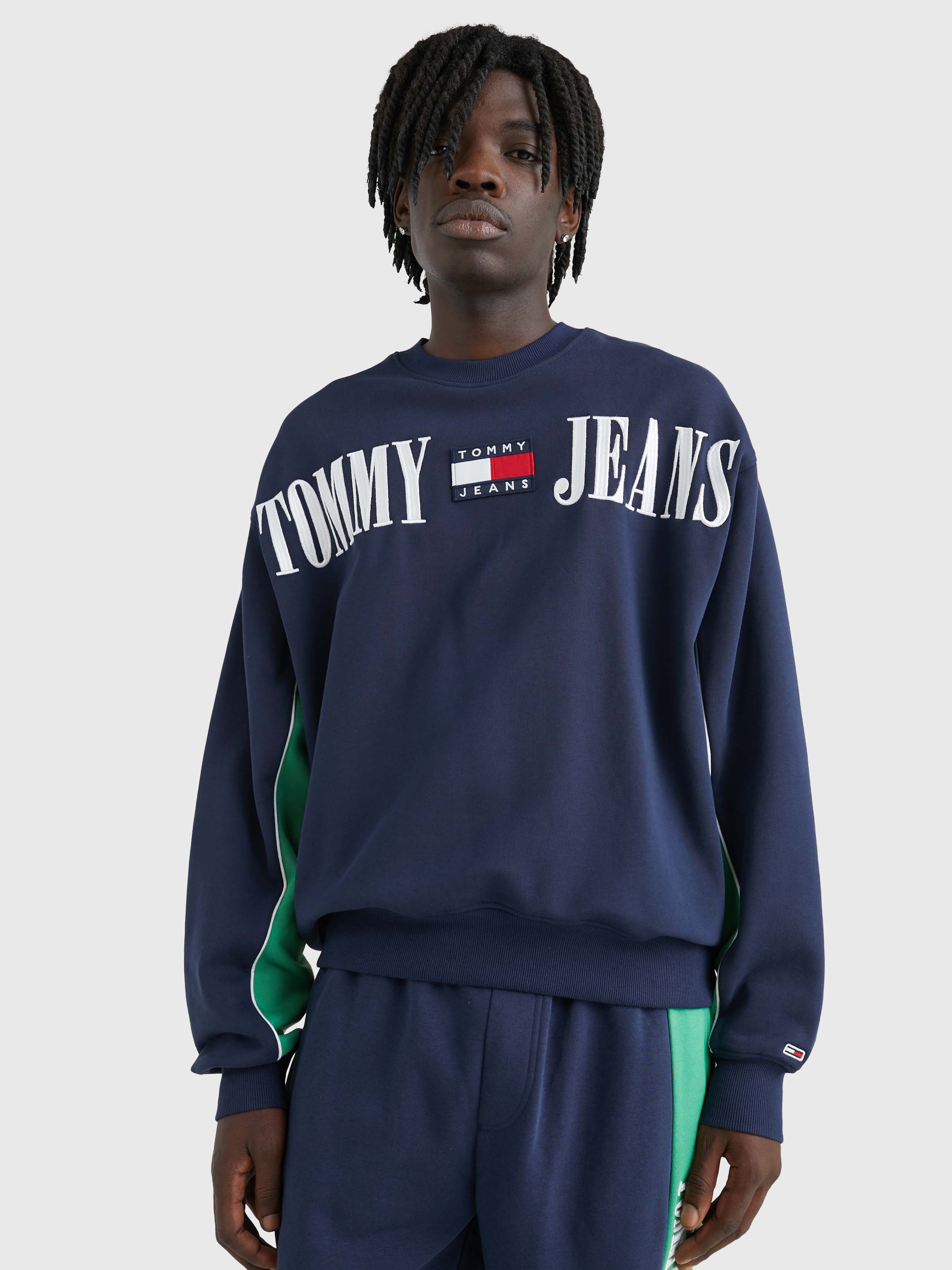 Tommy jeans crest collection hot sale navy crew neck sweatshirt